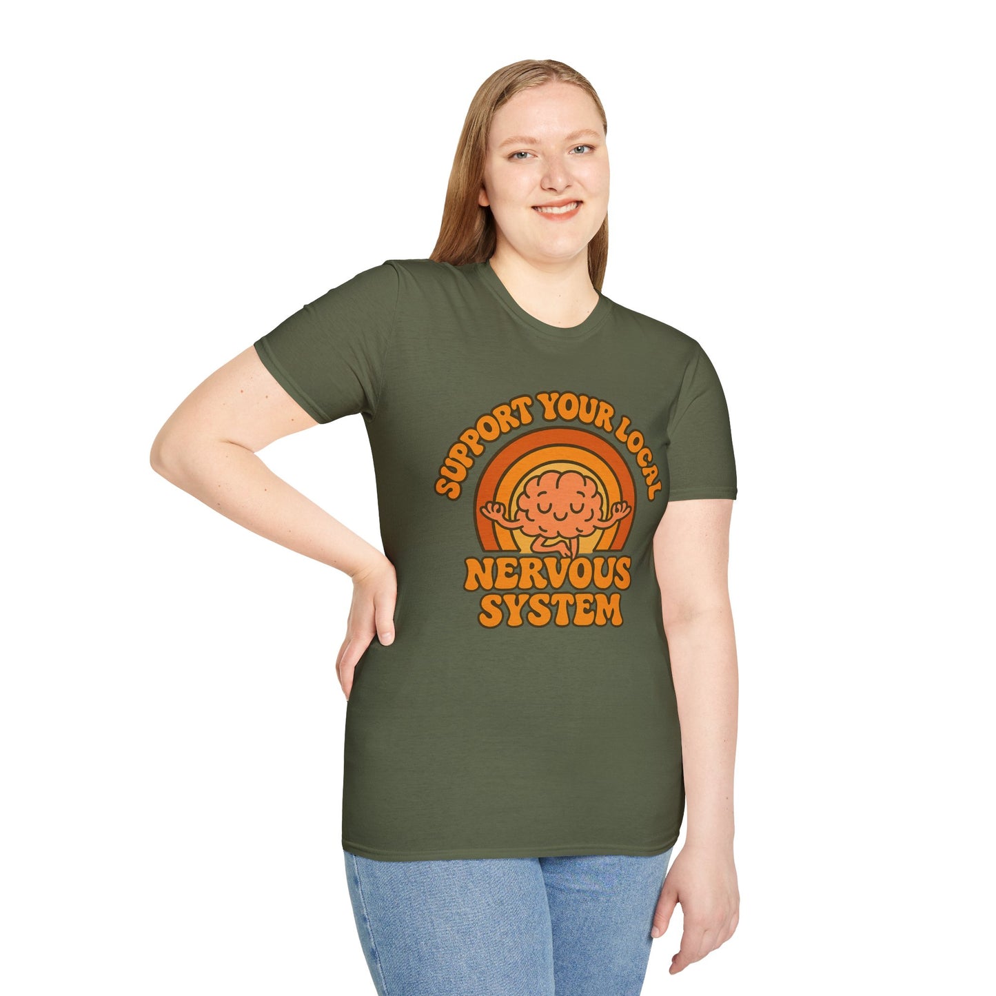 Support Your Local Nervous System T-Shirt | Funny Brain Tee, Neurodiversity Gift, Mental Health Humor Shirt, Science Geek Retro Tee