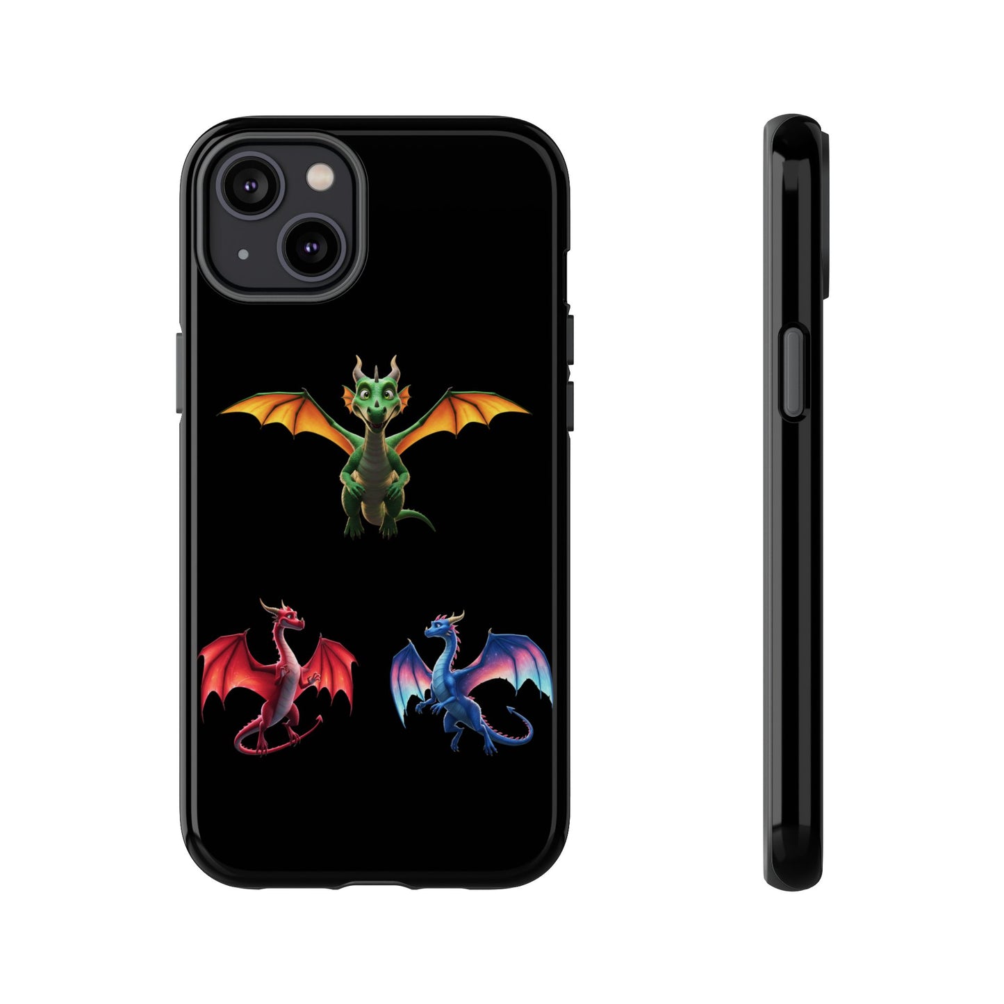 Vibrant Fantasy Dragon iPhone Case - Tough Armor Cover for iPhone 15/14/13 - Colorful Mythical Wings Gift for Dragon Lovers