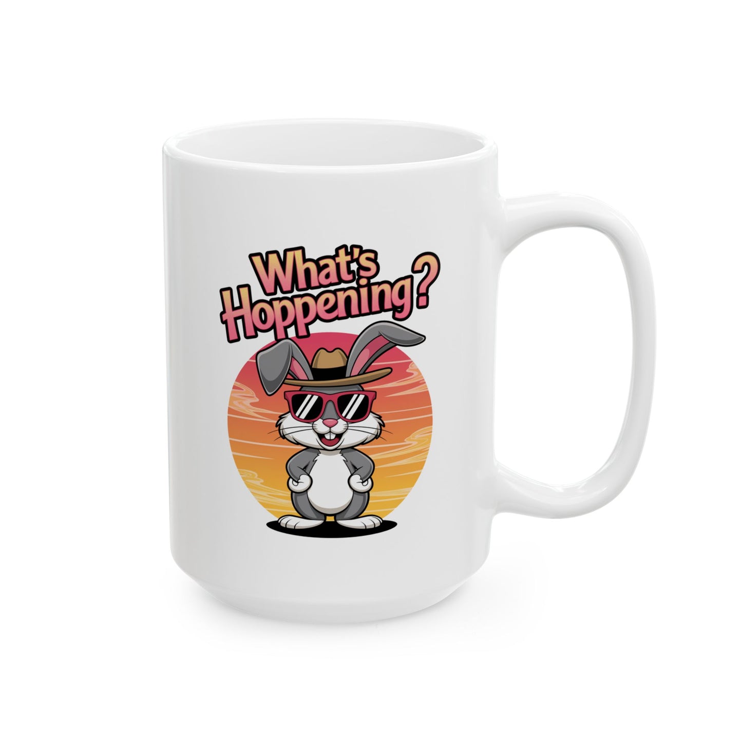 What’s Hoppening Funny Bunny Mug – Cute Rabbit Coffee Cup with Easter Pun, Dishwasher Safe Ceramic, Hilarious Gift for Animal Lovers & Friends