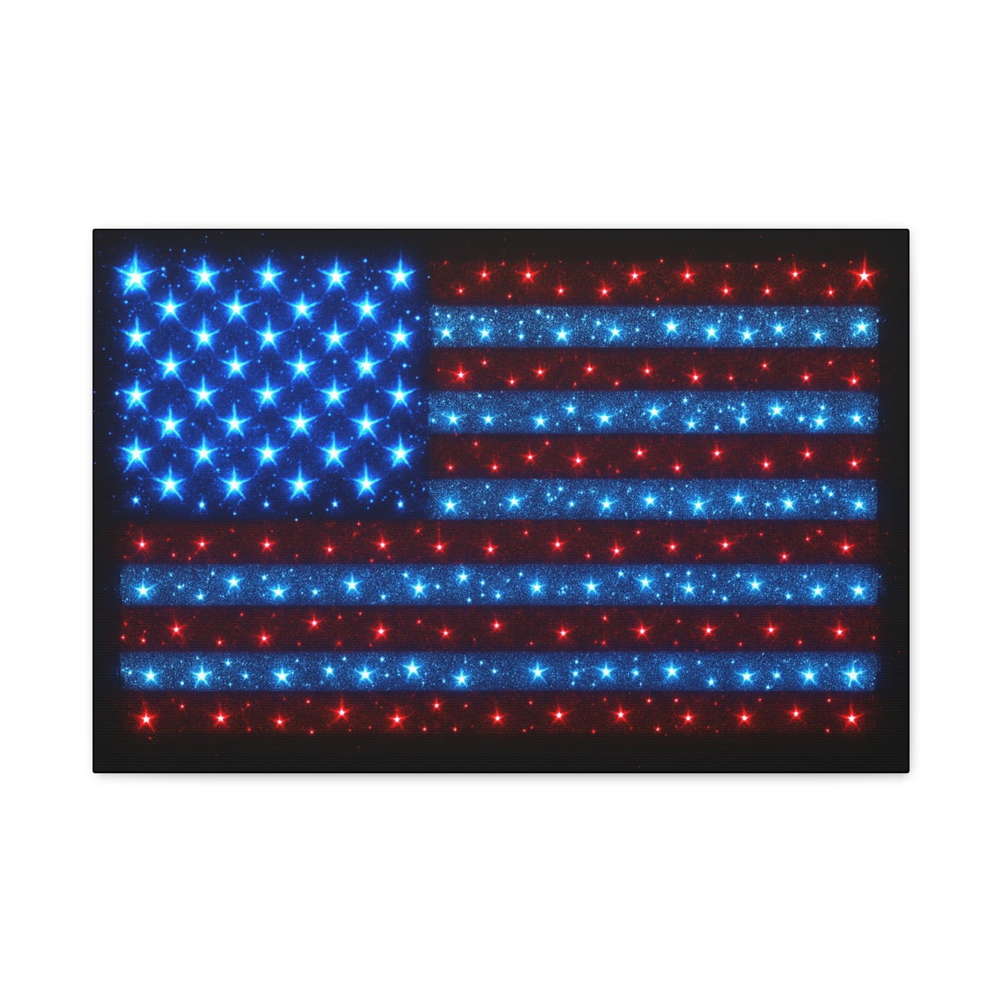 Bioluminescent-Style Starry American Flag Canvas - Patriotic Wall Art - Modern 4th of July Decor - Starry Particles USA Home Decor