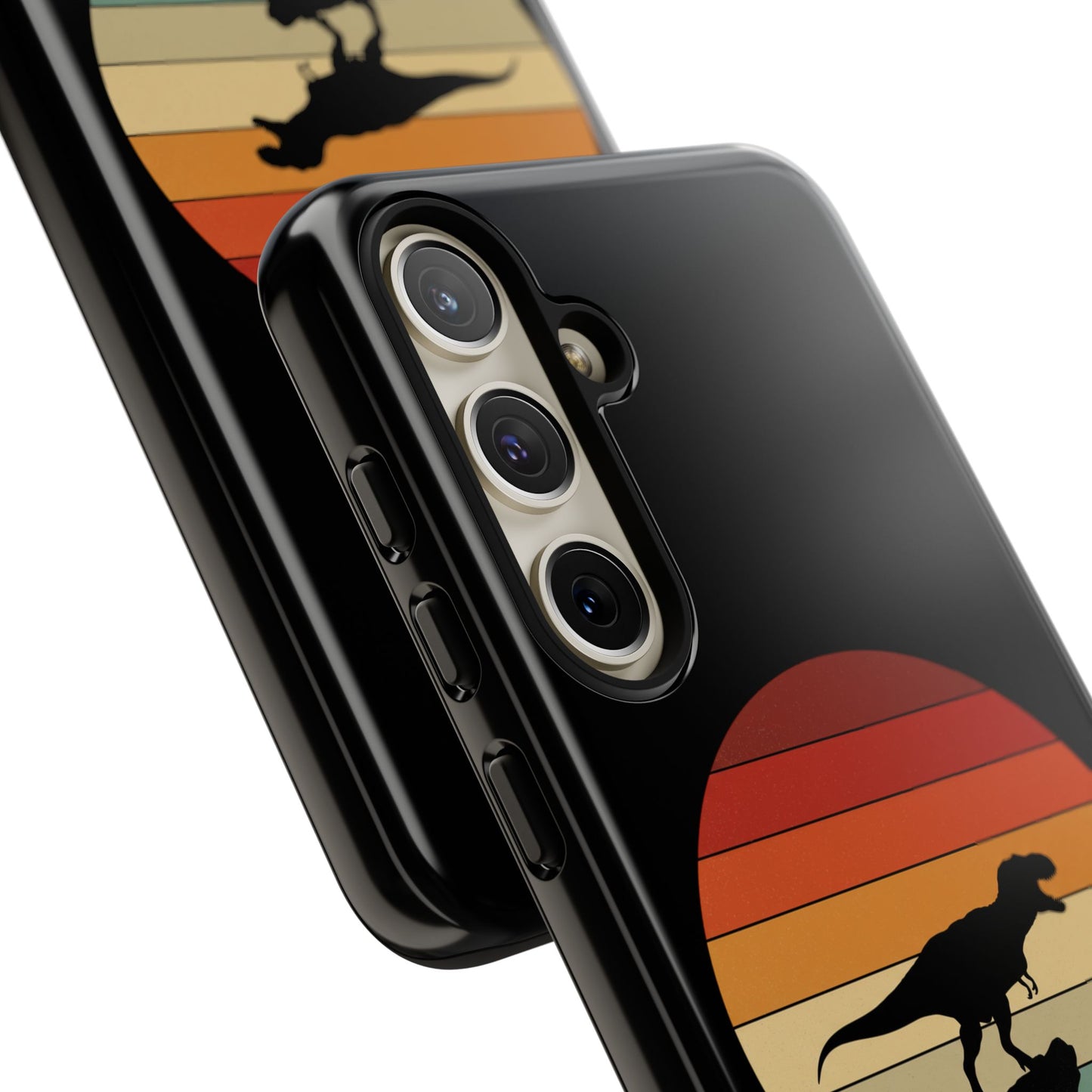 Retro Sunset Dinosaur Samsung Case | T-Rex Silhouette Vintage Gradient Cover for Galaxy S25/S24/S23 Series Dinosaur Phone Case