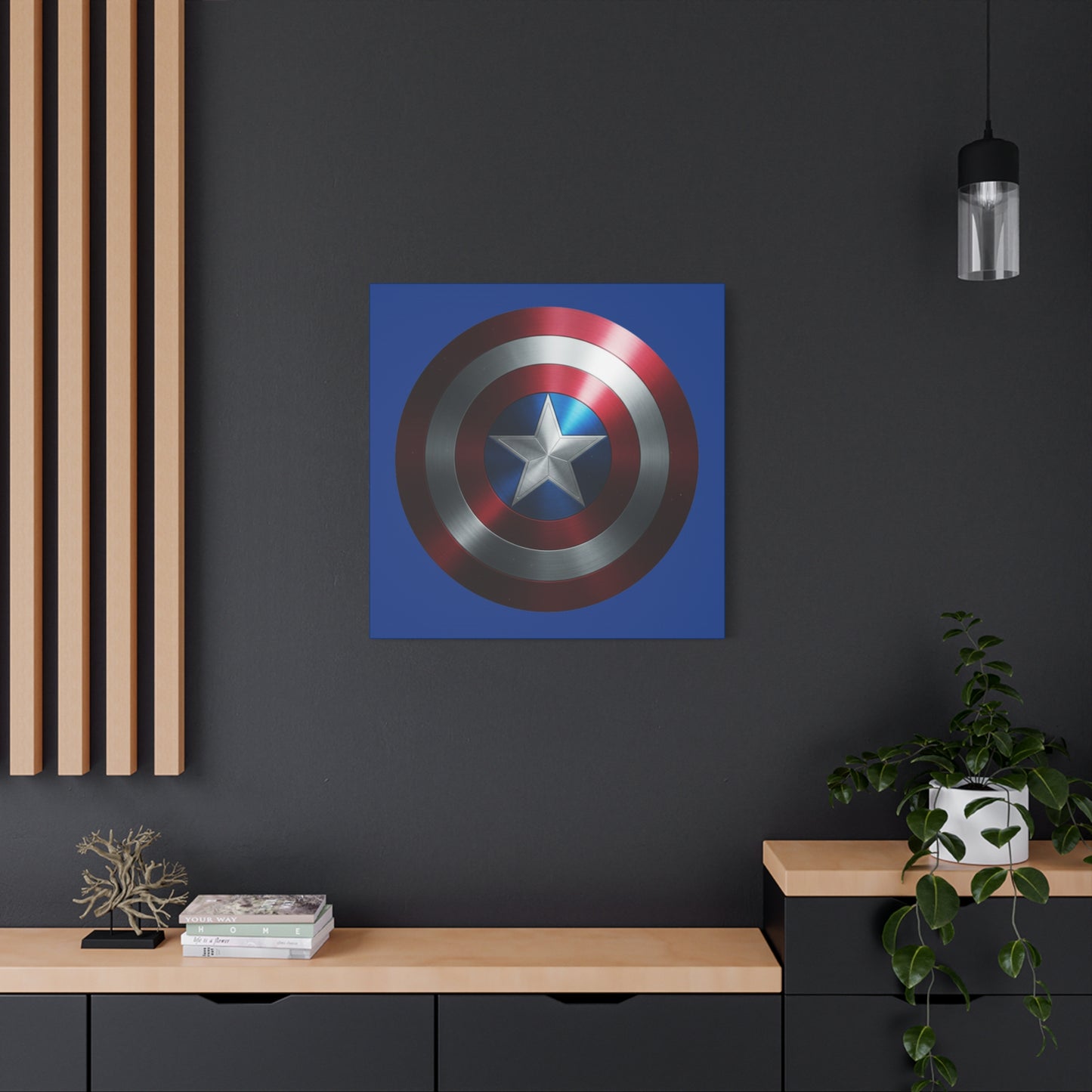 Superhero Shield Canvas Art - Stretched Matte Decor for Fans