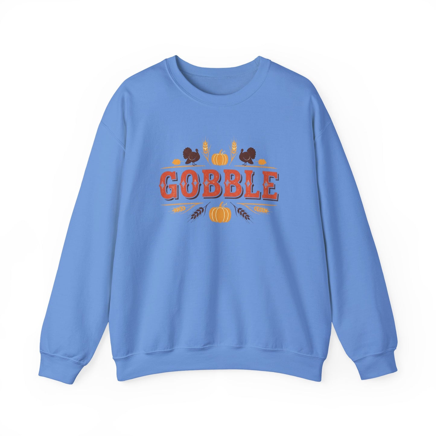 Gobble Thanksgiving Sweatshirt, Fall Pumpkin Turkey Shirt, Cozy Autumn Crewneck, Cute Gobble Pullover, Thanksgiving Dinner Outfit
