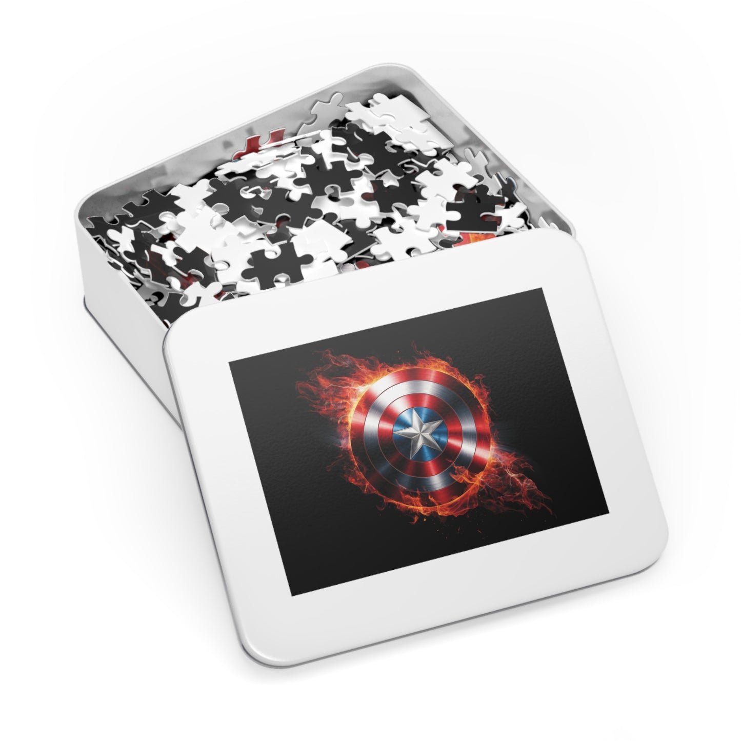 Fire & Shield Jigsaw Puzzle with Tin | Marvel-Inspired Home Décor