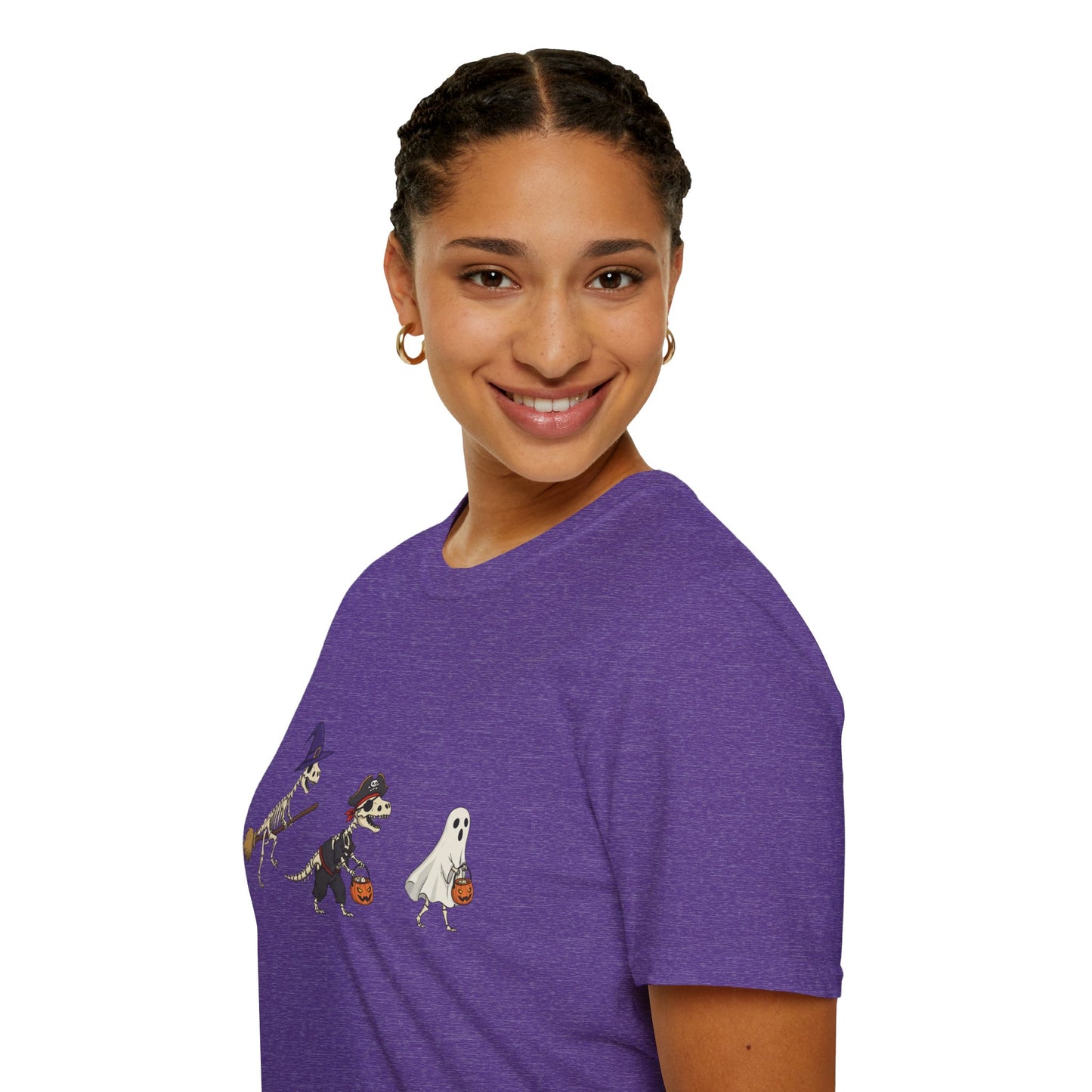 Halloween Dinosaur Skeleton Shirt - Trick-or-Treat Dino Tee, Funny T-Rex Ghost and Witch Costume Shirt, Spooky Cute Skeleton Tee, Unisex