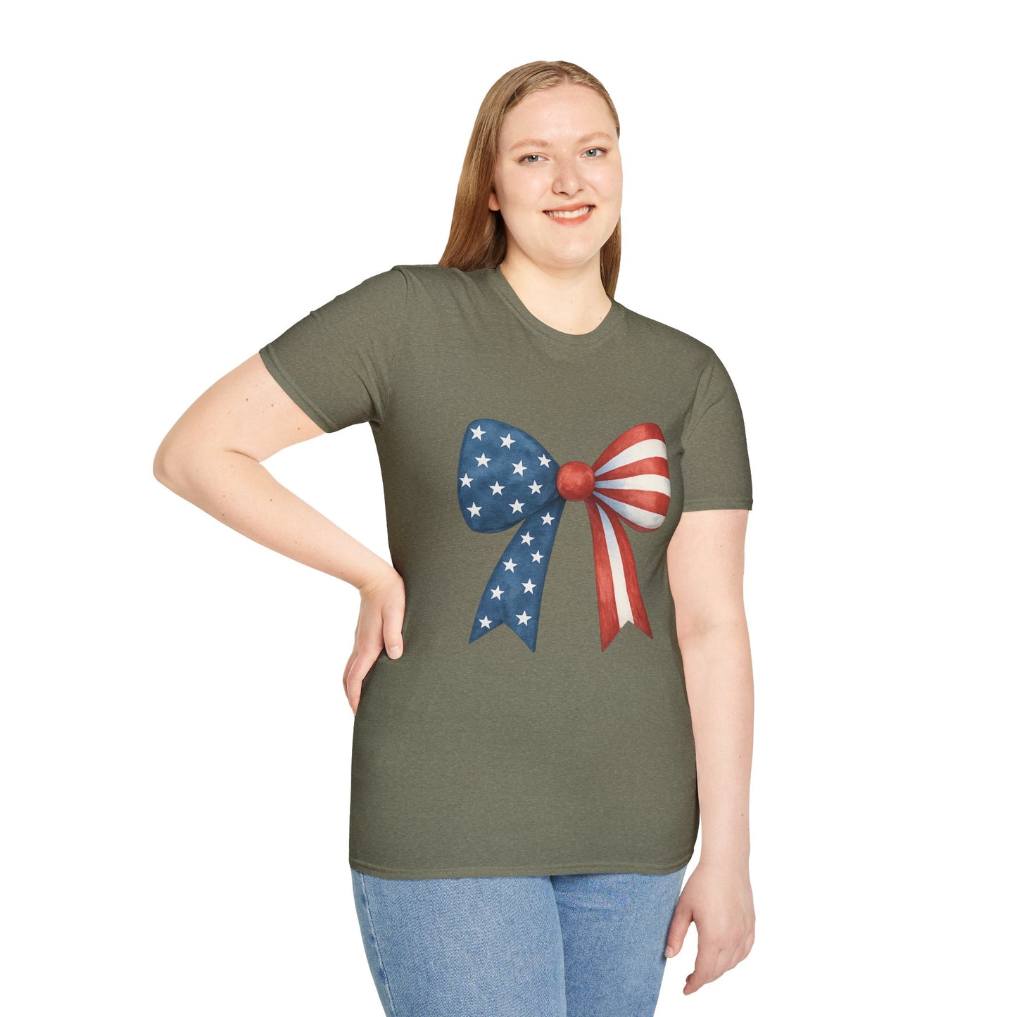 Patriotic Bow USA T-Shirt | 4th of July Shirt | American Flag Bow Tee | Independence Day Shirt | July 4th Graphic Tee | USA Pride Shirt