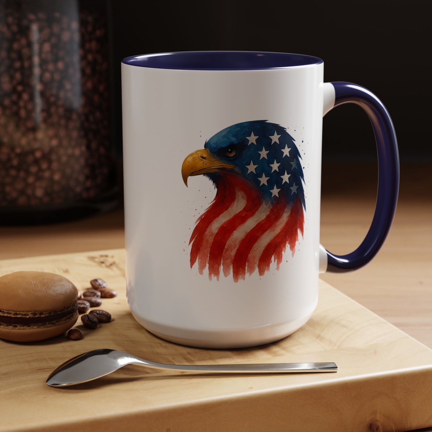 American Flag Eagle Mug - Patriotic Coffee Cup - USA Bald Eagle Gift - 4th of July Mug - Independence Day Drinkware - Veteran Gift