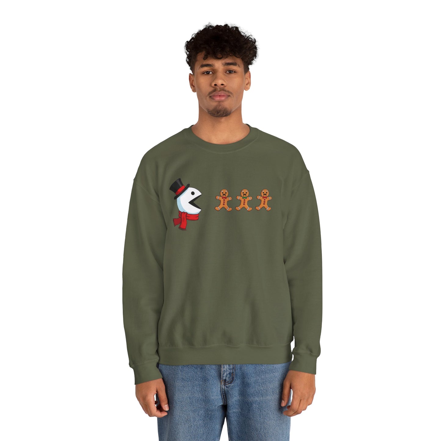 Funny Snowman And Gingerbread Sweatshirt, Cute Christmas Crewneck, Holiday Winter Sweater, Festive Graphic Pullover For Men And Women