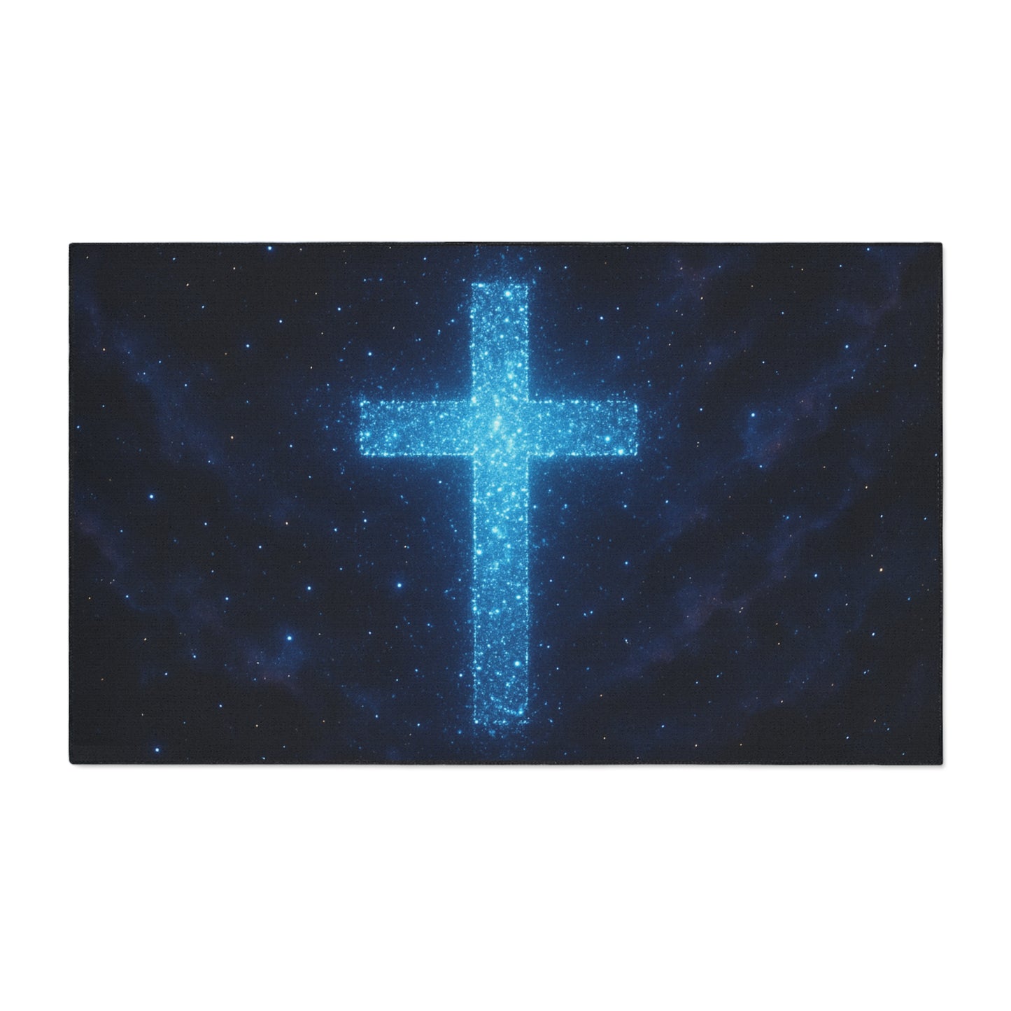 Floor Mat - Bioluminescent Cross Design Christian Decor Religious Welcome Mat Spiritual Door Mat Inspirational Rug