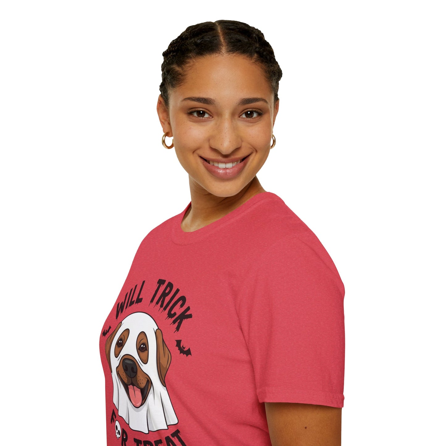 Will Trick for Treat Ghost Dog Halloween T-Shirt | Funny Spooky Dog Tee | Trick or Treat Pup Graphic Tee | Cute Fall Gift for Dog Lovers