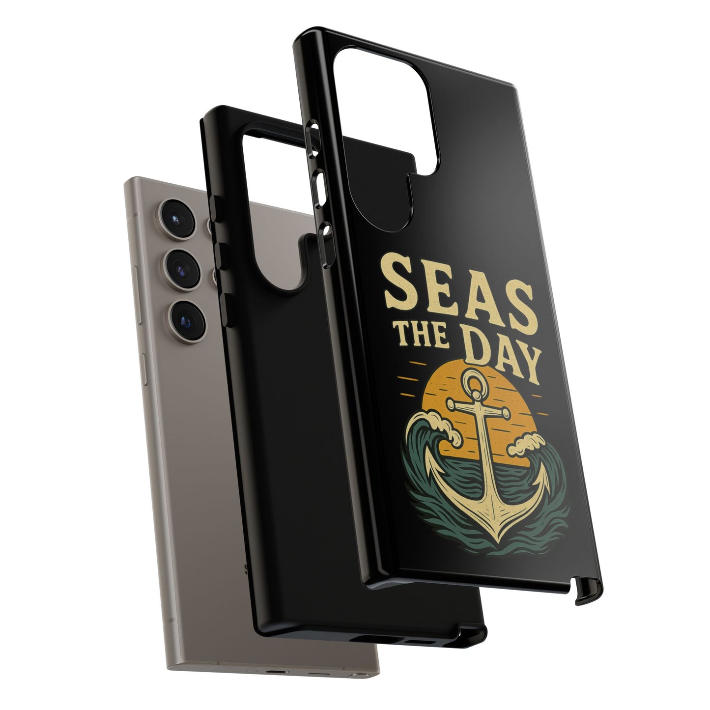 Seas the Day Samsung Case – Nautical Phone Case – Anchor Pun Gift – Ocean Lover Accessory – Motivational Phone Cover – Beach Vibes Case