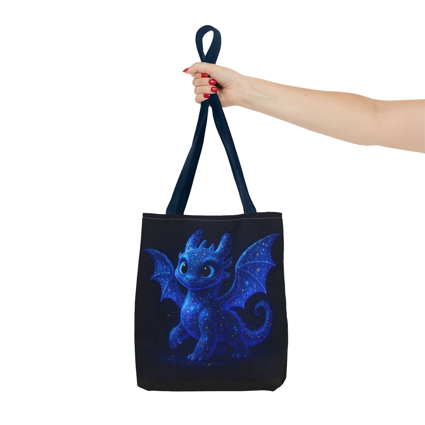 Galaxy Dragon Tote Bag, Cosmic Blue Dragon Shoulder Bag With Starry Night Design, Fantasy Art Reusable Tote For Gifts And Everyday Use