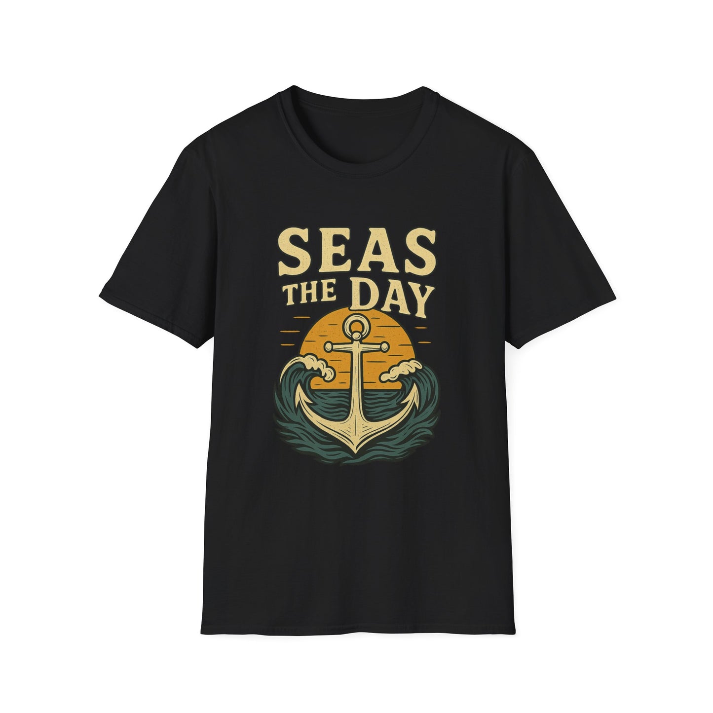 Seas the Day Shirt – Nautical Anchor Ocean Tee | Coastal Beach Graphic T-Shirt | Funny Seaside Pun Gift | Unisex Summer Travel Top