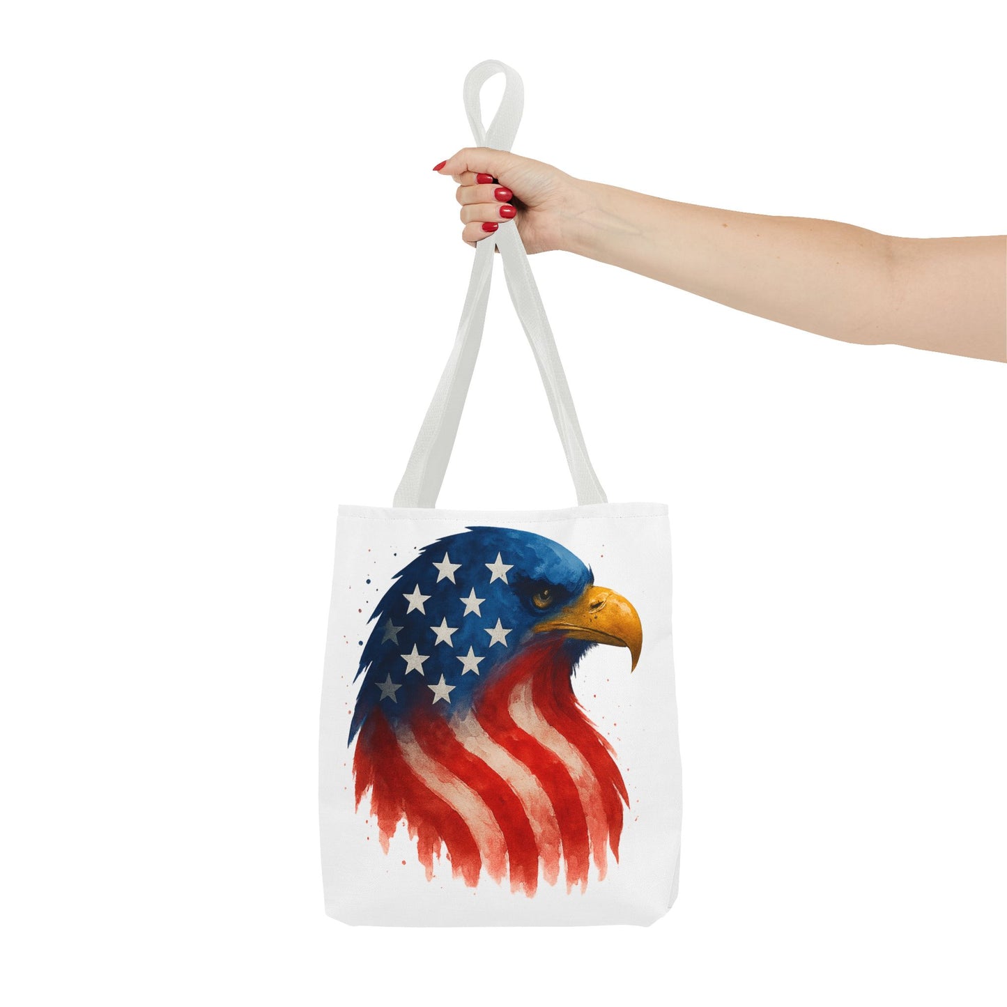 Patriotic Eagle Tote Bag USA Flag Canvas Carryall - Eco-Friendly Independence Day, Memorial Day Gift for Veterans, Reusable Shopping Bag
