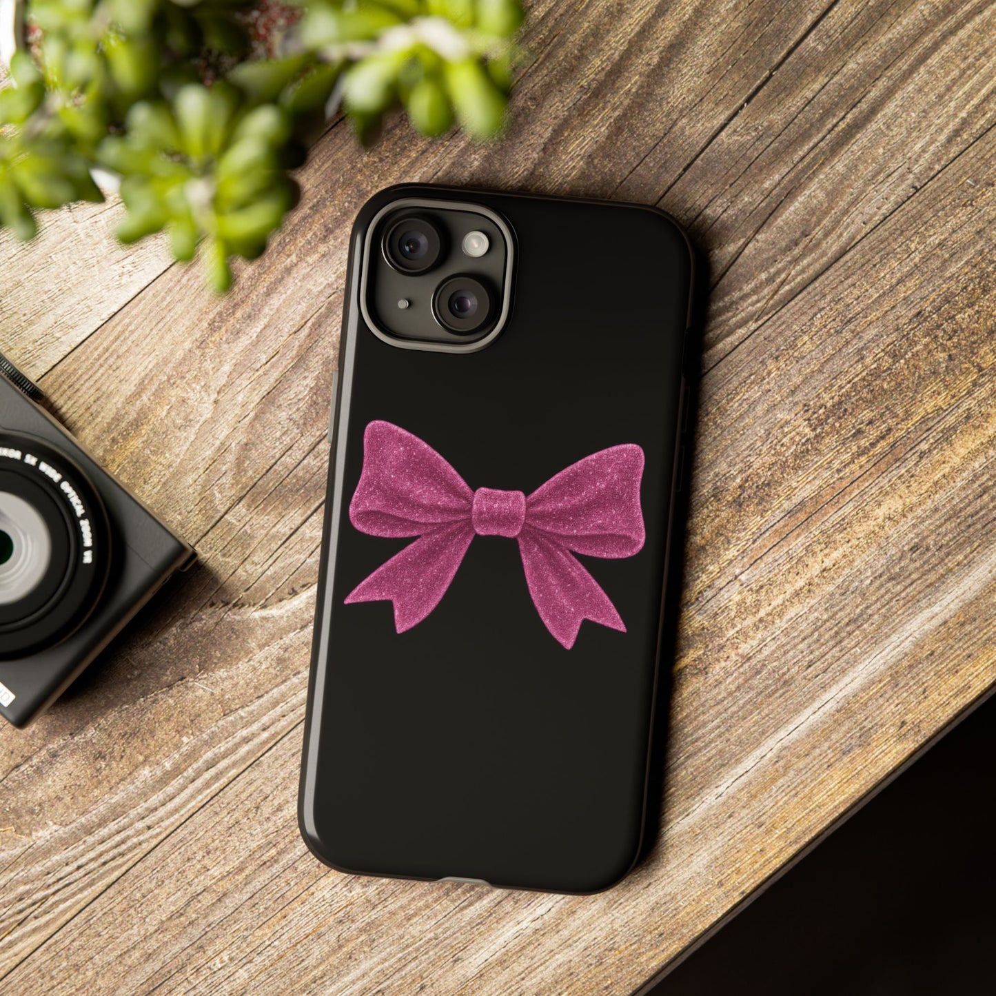 Pink Bow iPhone Case β Coquette Aesthetic Phone Cover β Glitter Soft Girl Tech Accessory β Cute Glossy Pinkcore Case β Gift for Her