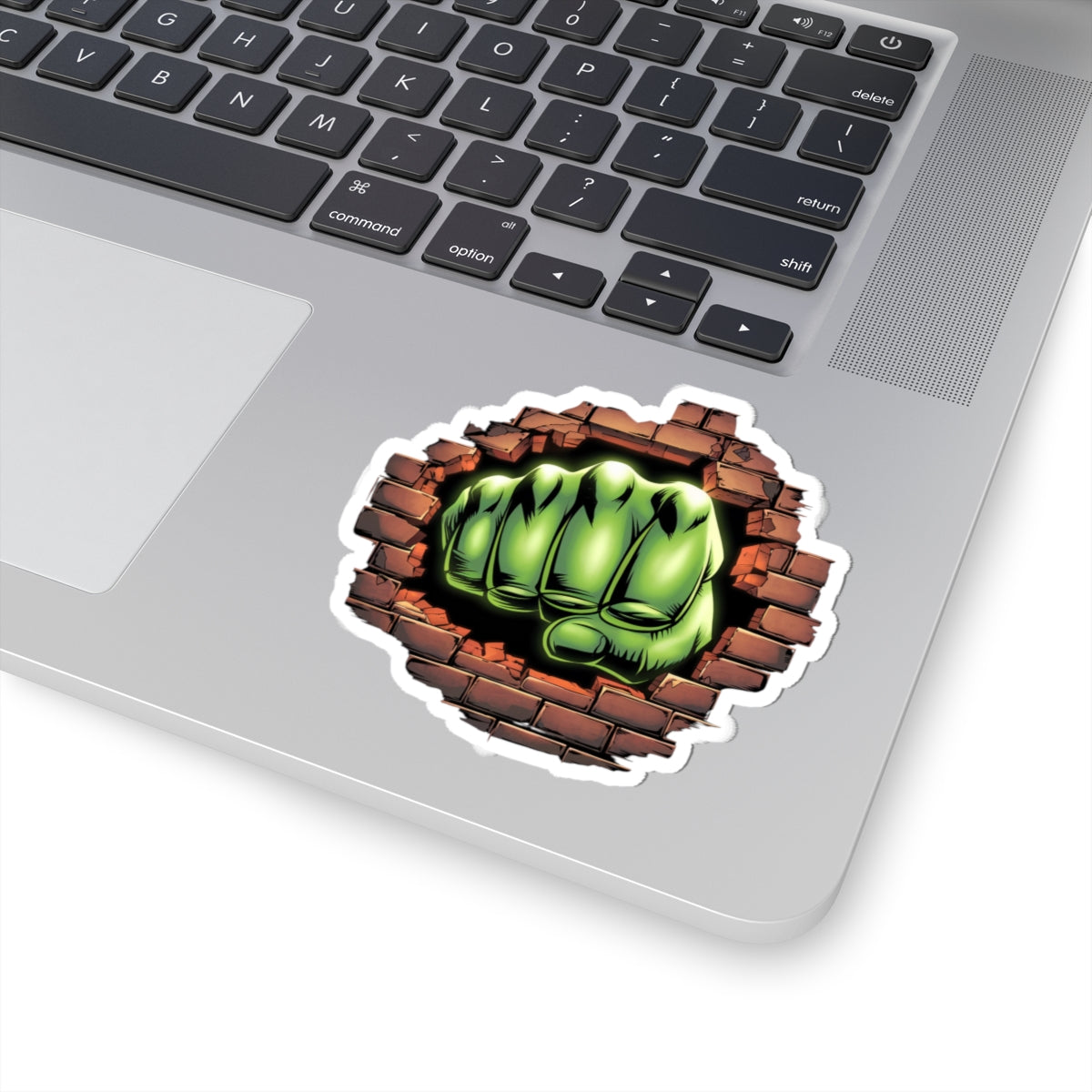 Stickers Green Fist Smashing Through Wall Design, Comic Book Sticker, Comic Decal, Geeky Sticker