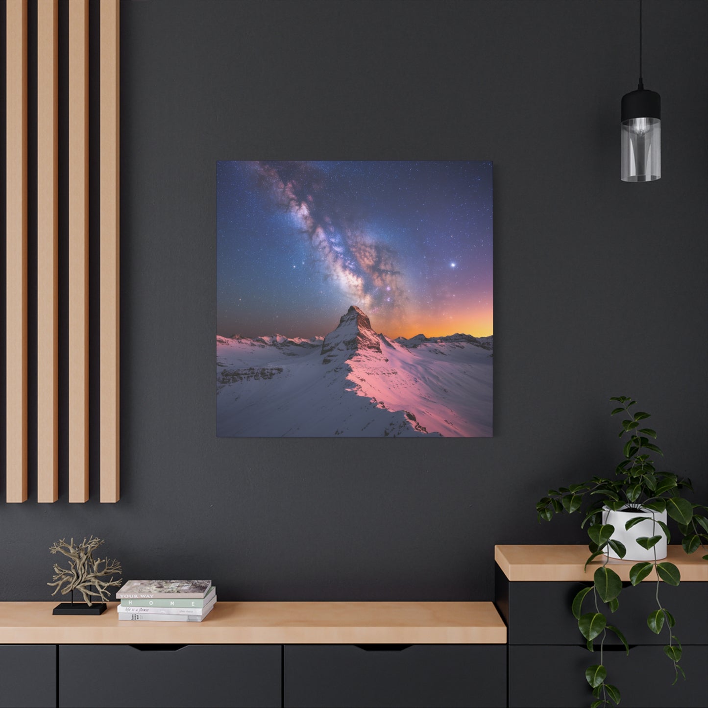 Canvas Art Mountain Top and Milky Way Galaxy View Space Canvas Starry Art with a View