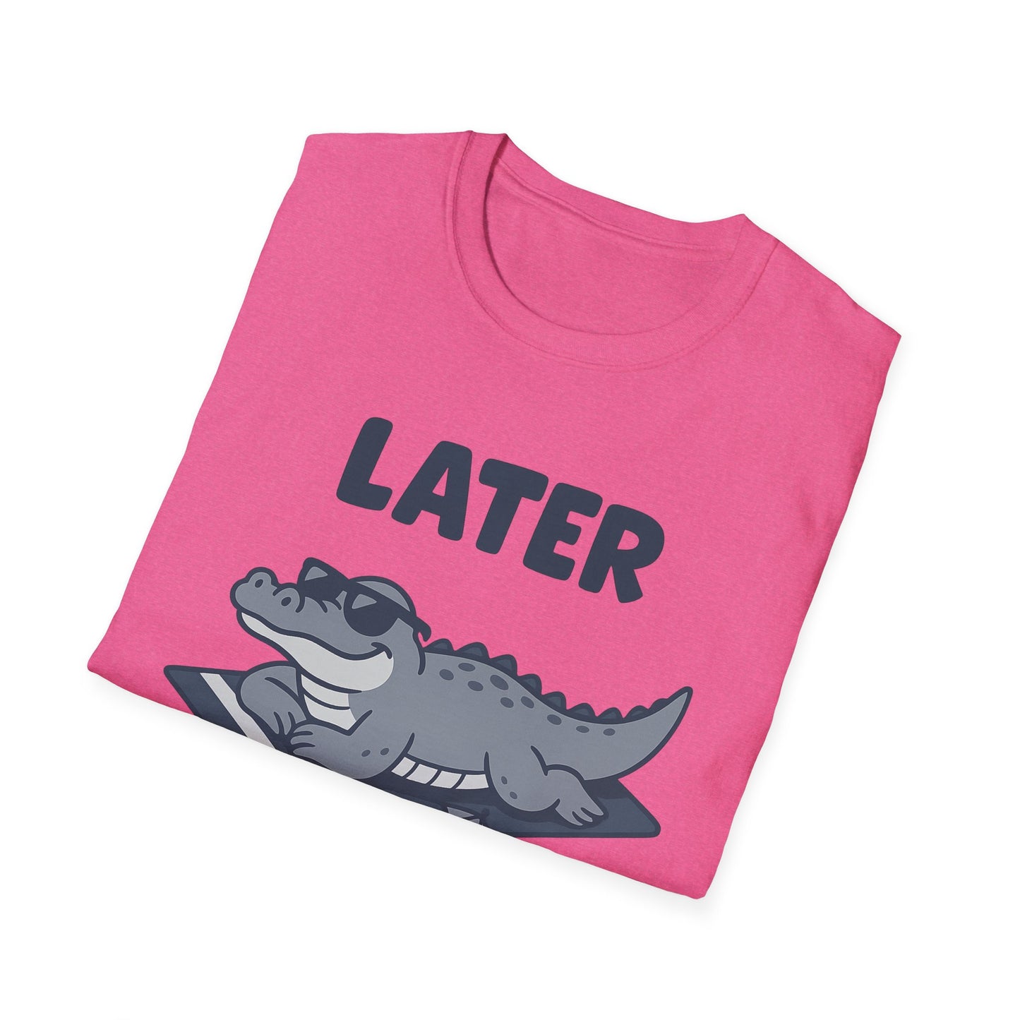 Later Gator Lounge Graphic Tee - Funny Alligator T-Shirt, Summer Vacation Humor, Cute Animal Tee, Relax Gift for Him and Her