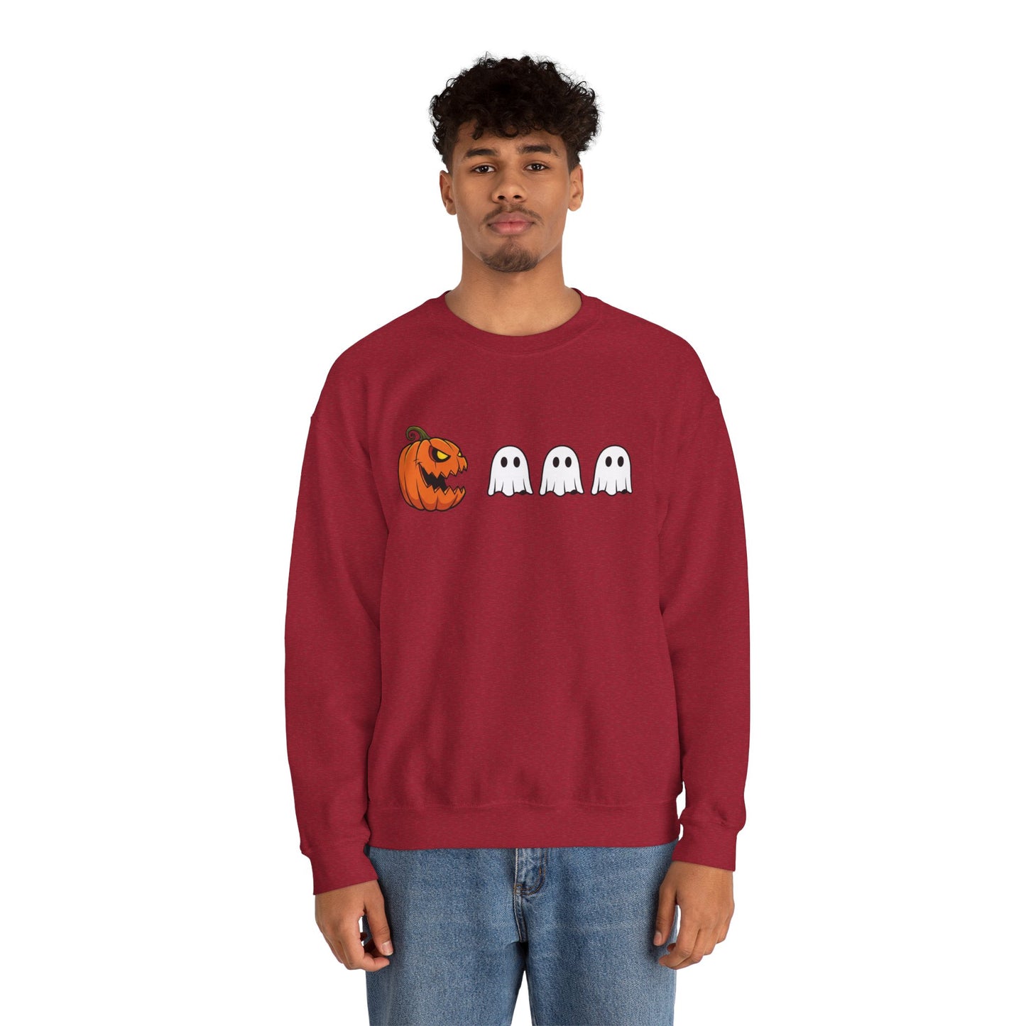 Pumpkin Ghost Sweatshirt, Funny Halloween Crewneck, Spooky Ghost Sweater, Cute Pumpkin Sweatshirt, Fall Outfit, Scary Face Sweatshirt