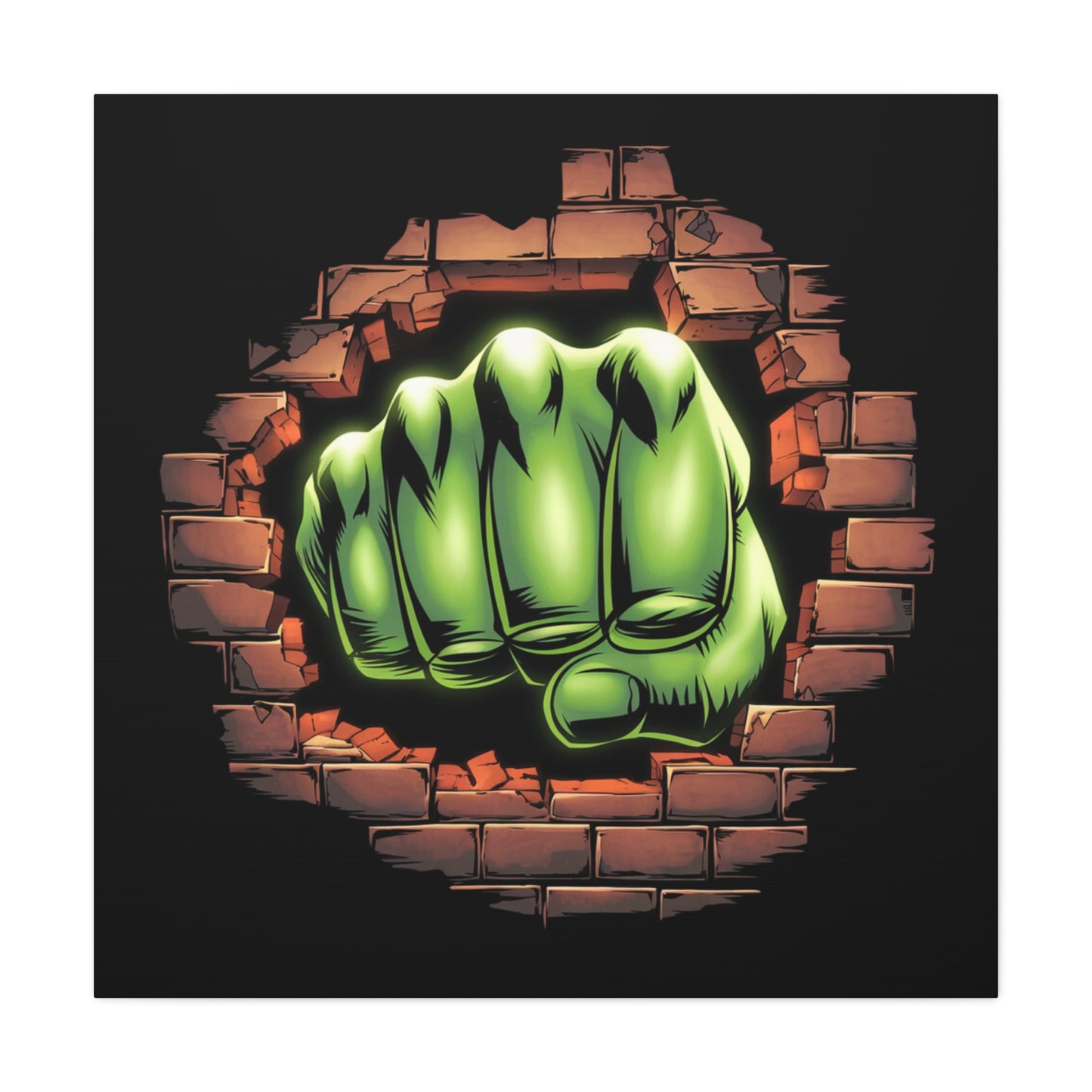 Wall Canvas Green Fist Smashing Design, Wall Art, Comic Canvas