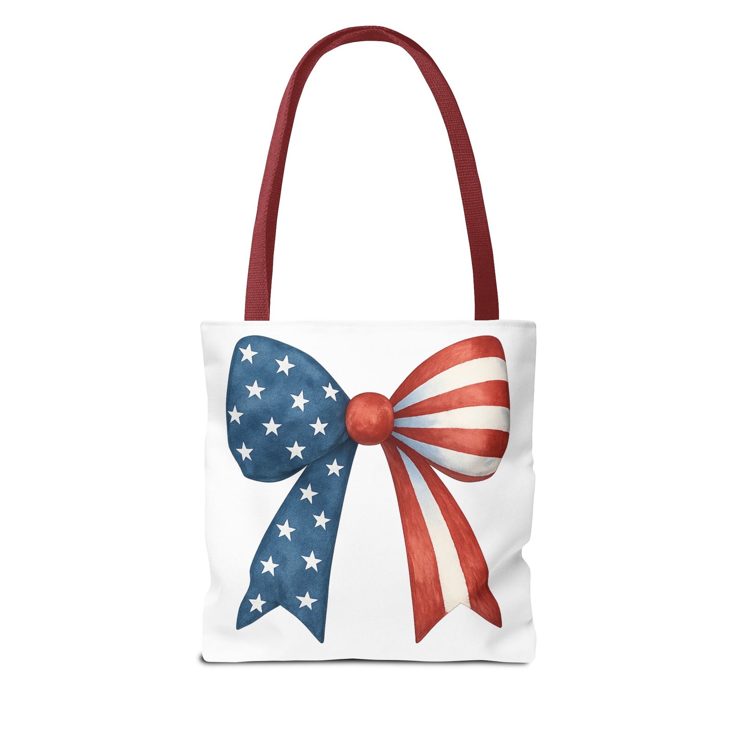 Patriotic Bow Tote Bag | 4th of July Reusable Bag | American Flag Tote | USA Stars Stripes Bag | Independence Day Gift | USA Market Bag