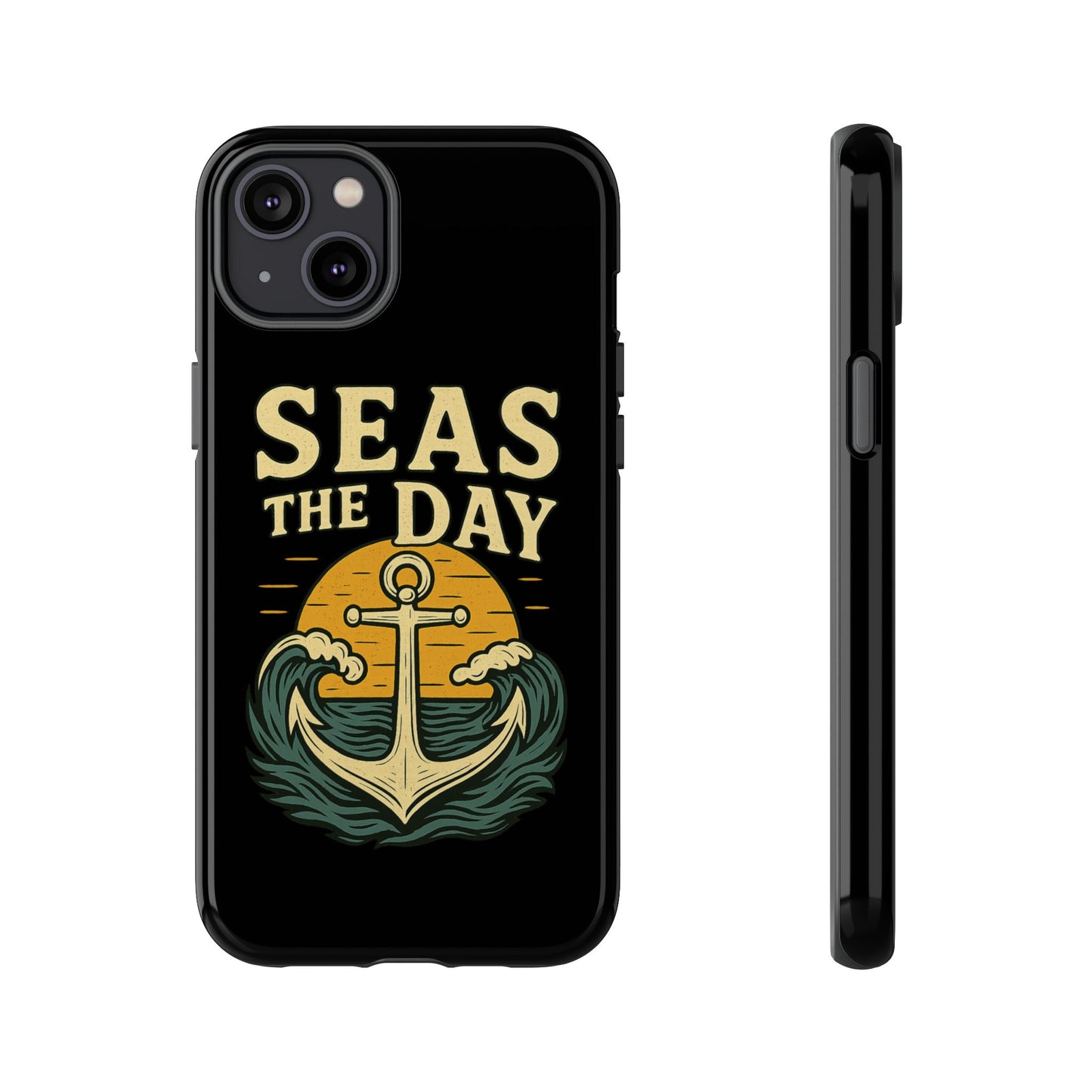 Seas the Day iPhone Case – Nautical Anchor Phone Cover – Ocean Pun Gift – Beach Lover iPhone Accessory – Summer Adventure Phone Case