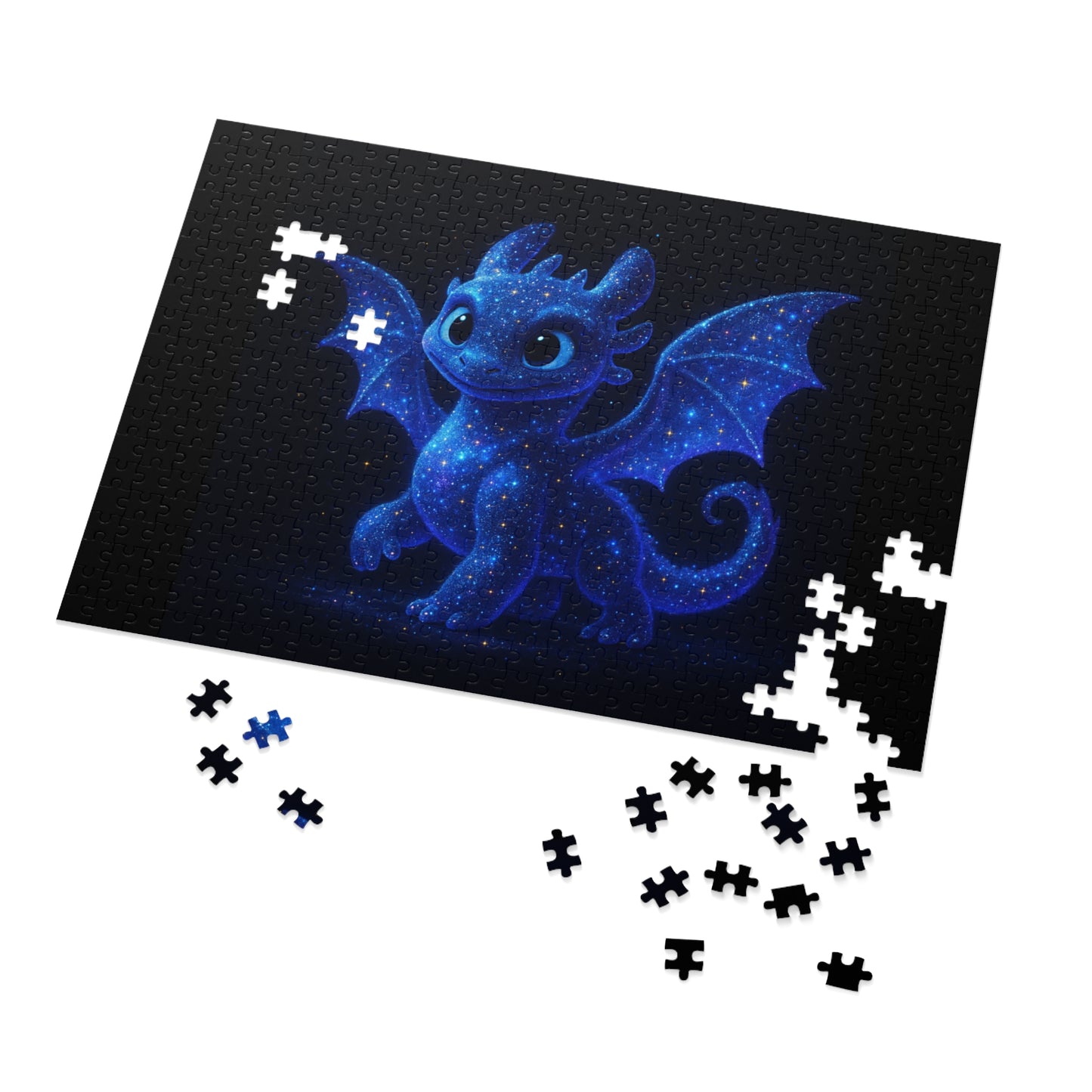 Galaxy Dragon Jigsaw Puzzle - Cute Fantasy Night Sky Puzzle Gift for Kids & Adults - Starry Sky Dragon Puzzle - Whimsical Game