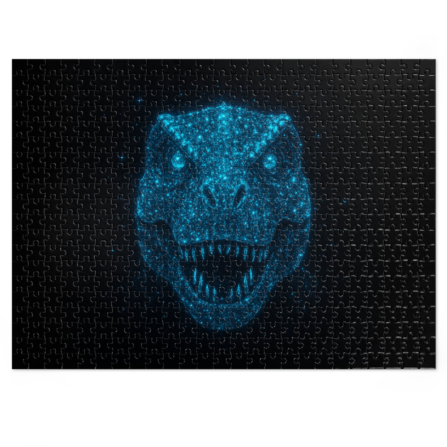 Bioluminescent T-Rex Dinosaur Puzzle - Neon Blue Glow‑Inspired 252-2000‑Piece Jigsaw, Family Fun, Unique Décor, Gift for Kids and Adults