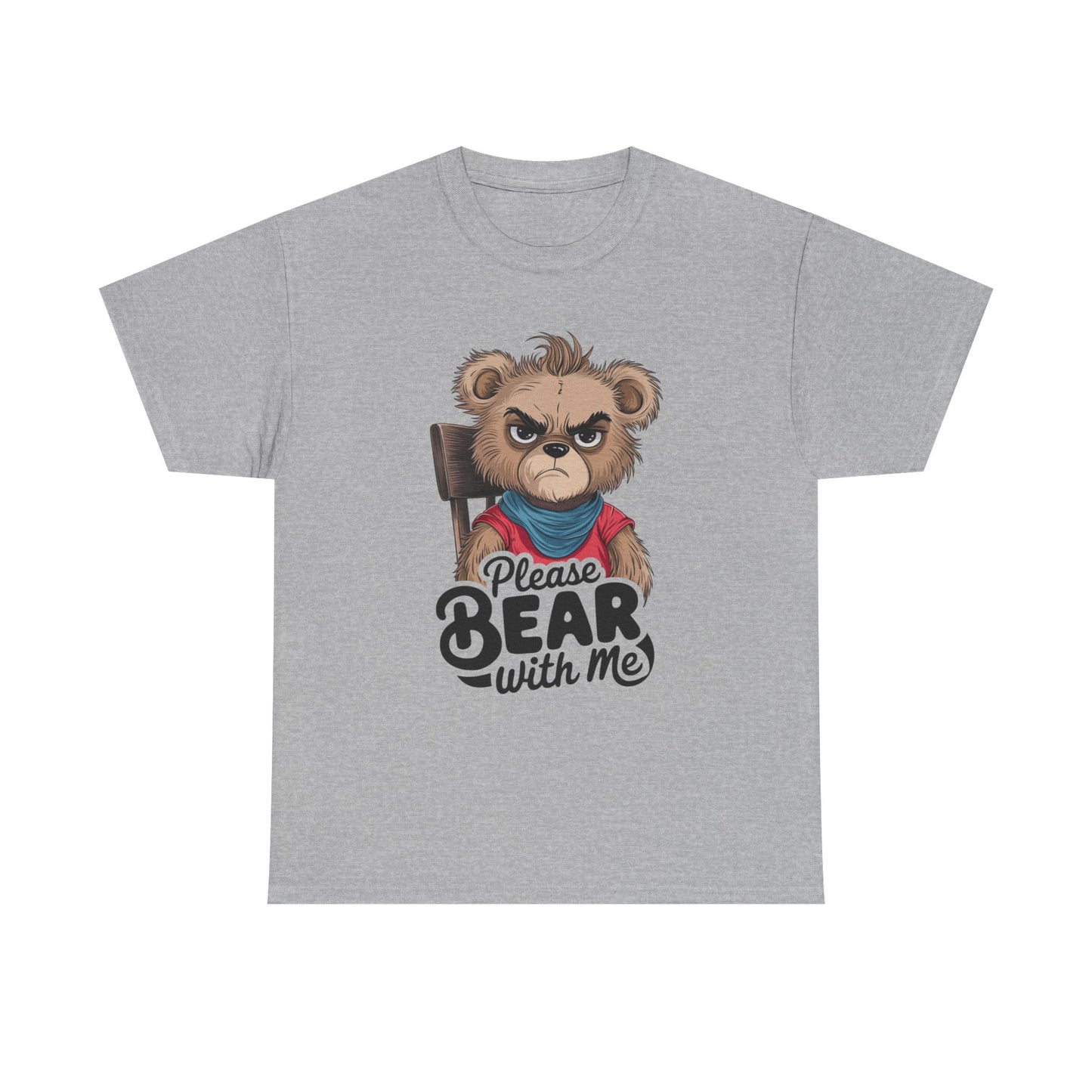 Grumpy Bear Graphic Tee – Please Bear With Me Shirt – Funny Animal T‑shirt – Sarcastic Humor Gift – Cute Bear Meme Art Tee