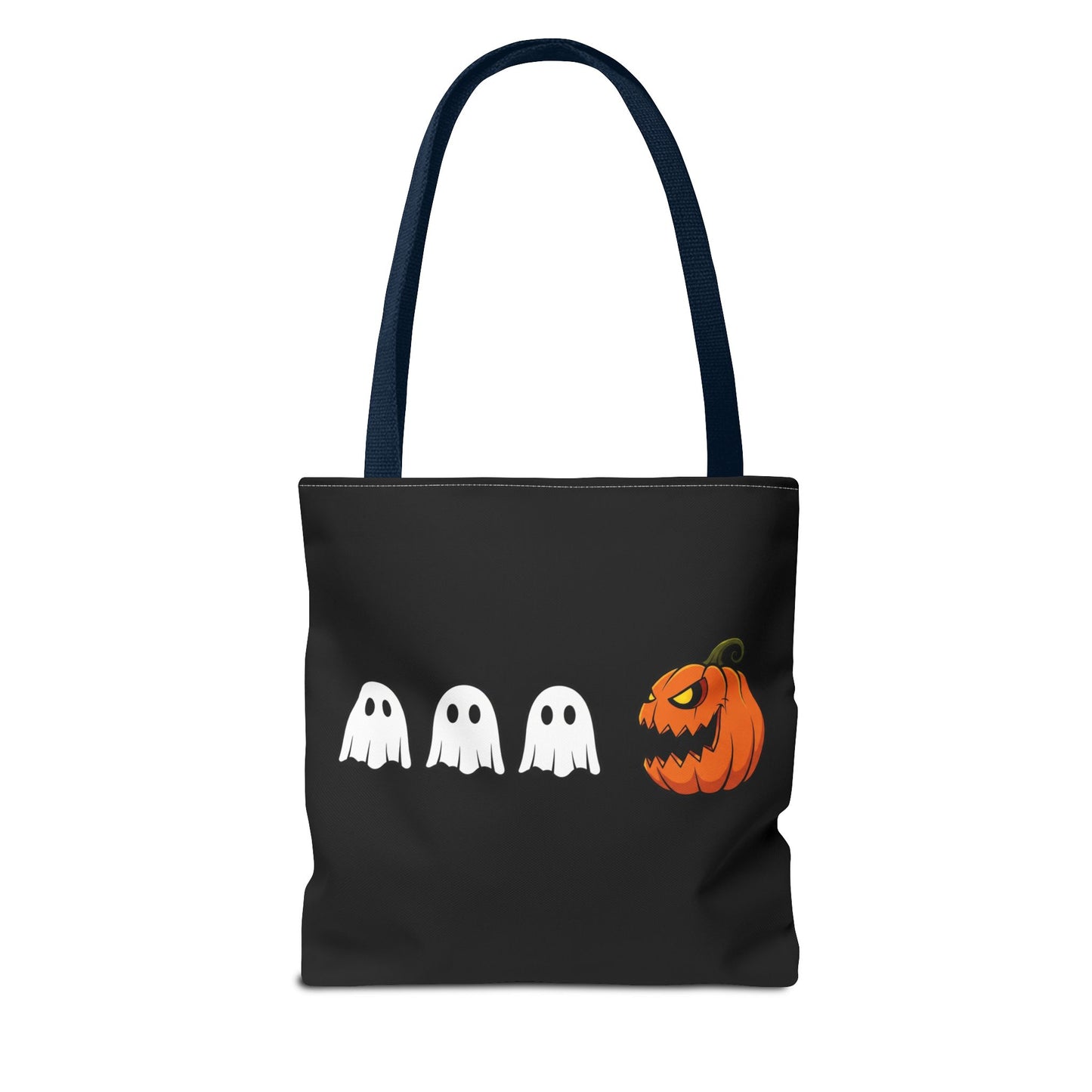 Halloween pumpkin ghost tote bag, spooky trick or treat canvas bag, ghost pumpkin design reusable tote, spooky season gift tote