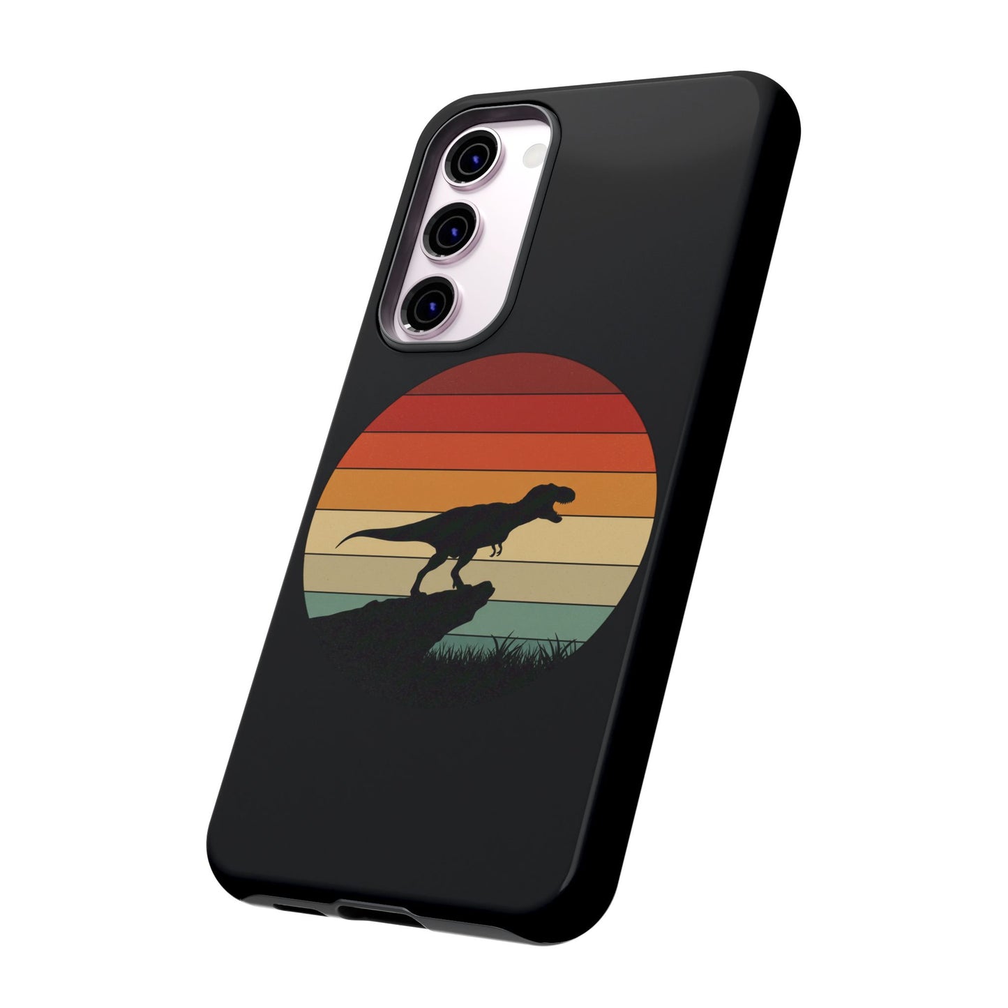 Retro Sunset Dinosaur Samsung Case | T-Rex Silhouette Vintage Gradient Cover for Galaxy S25/S24/S23 Series Dinosaur Phone Case