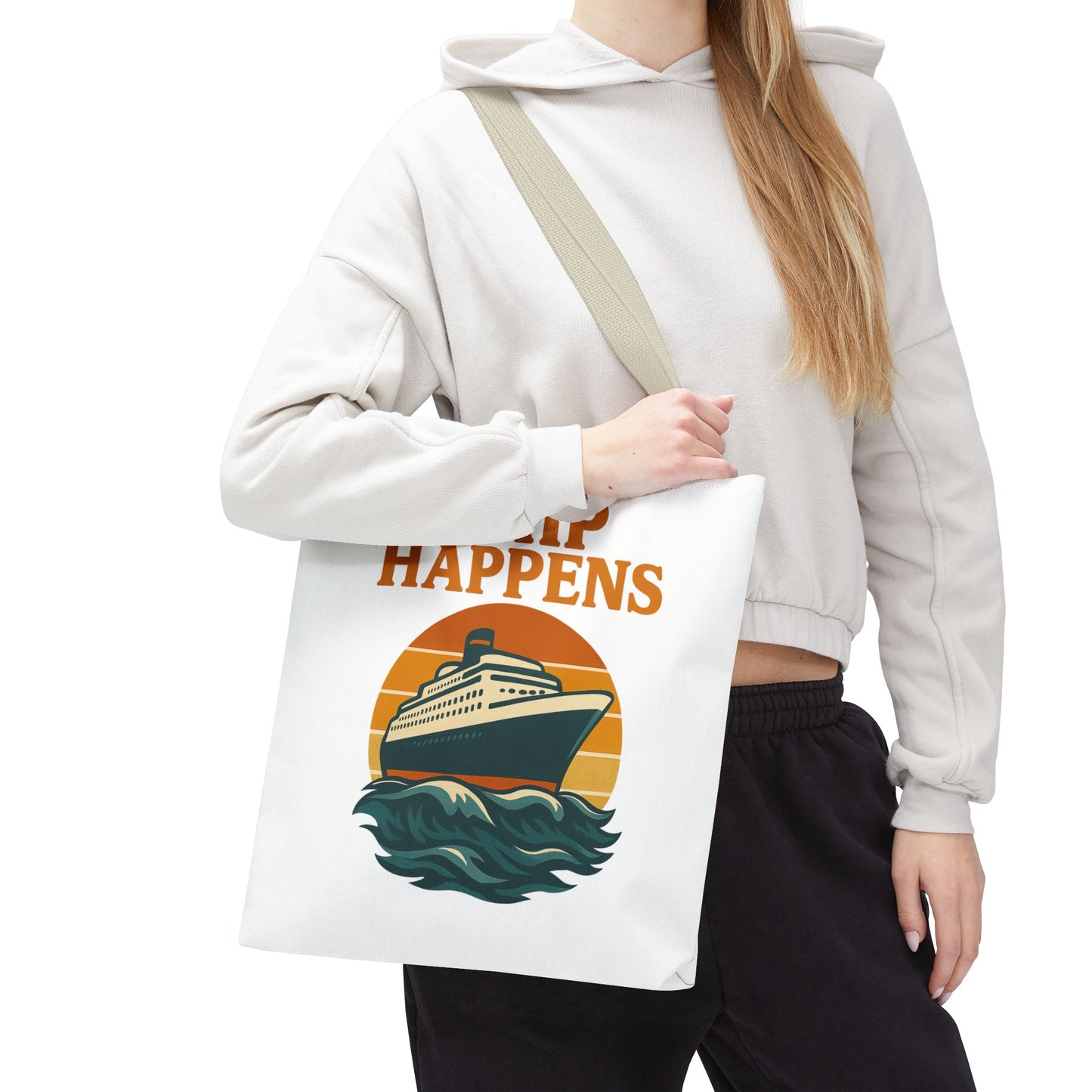 Ship Happens Tote Bag - Fun Nautical Design for Beach Lovers Cruise Bag Unique Gift for Travelers