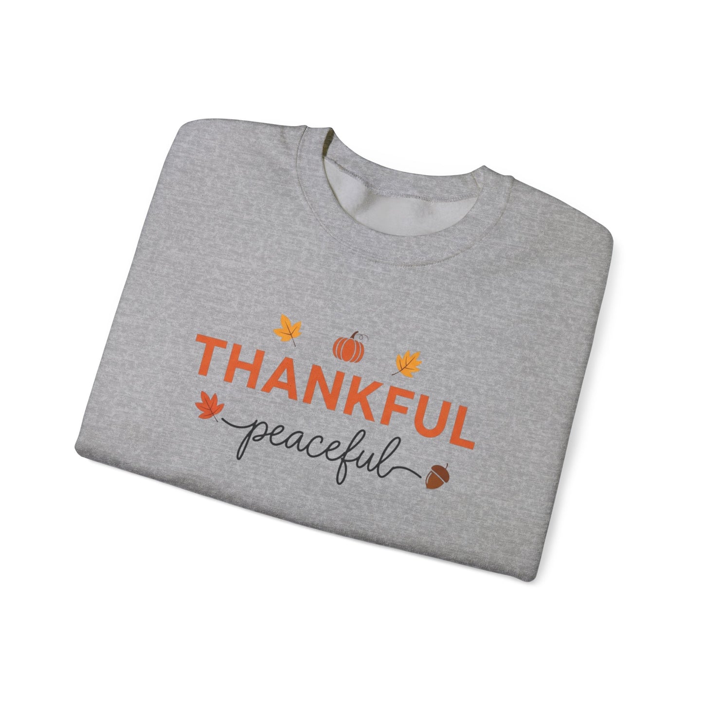 Thankful Peaceful Sweatshirt, Minimalist Fall Crewneck, Autumn Pumpkin Sweater, Thanksgiving Pullover, Cozy Seasonal Gratitude Gift