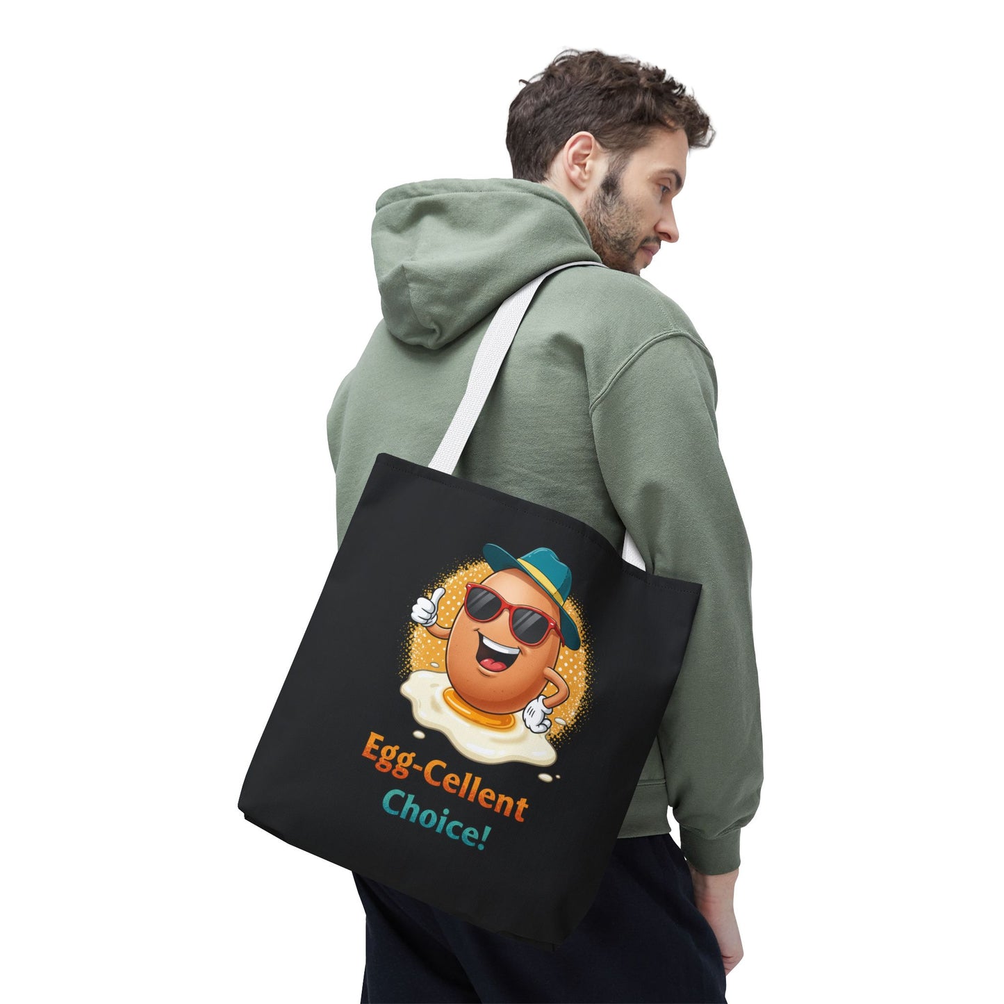Tote Bag: Egg-Cellent Choice Thumbs Up Pun Design