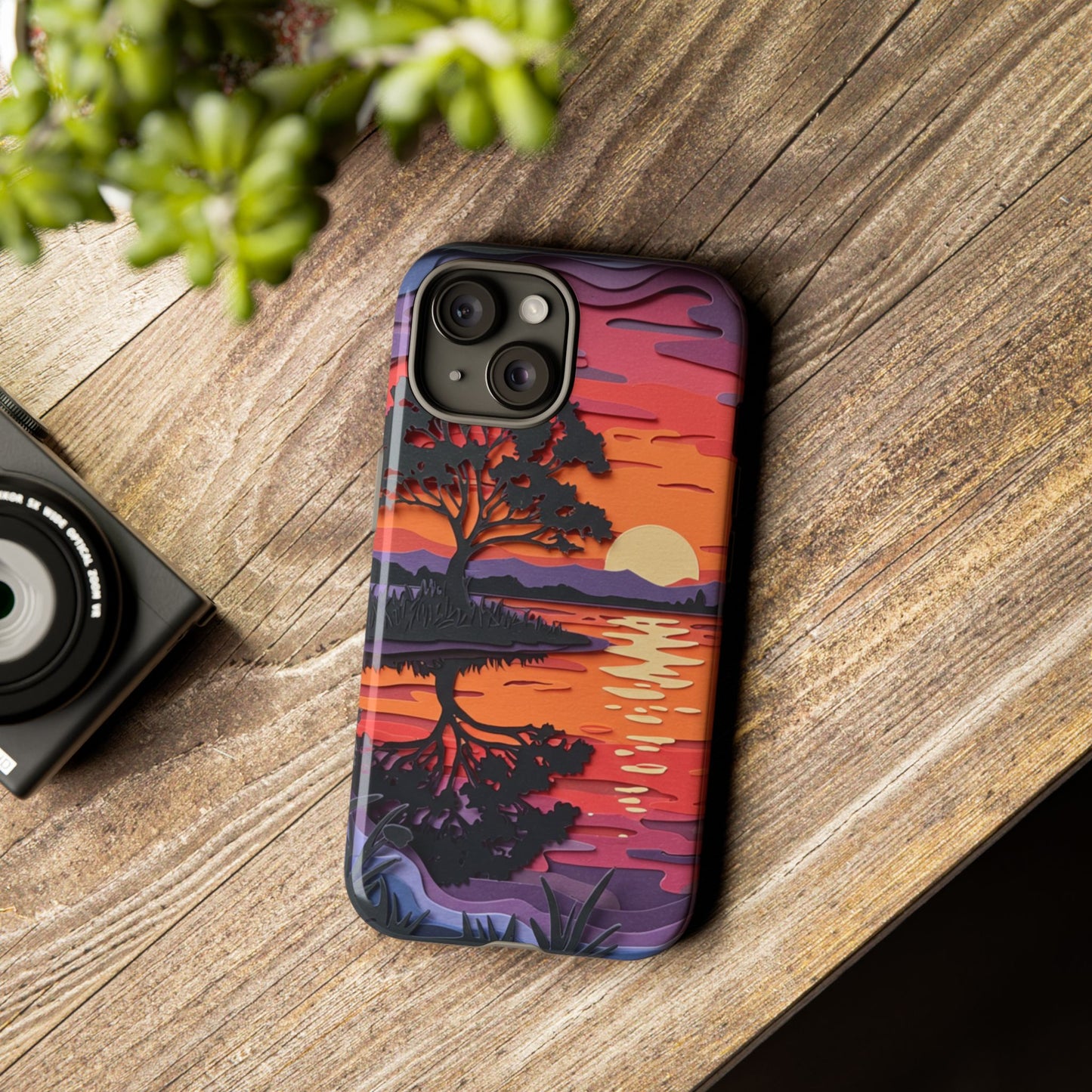iPhone Case - Colorful Paper Art Sunset Design