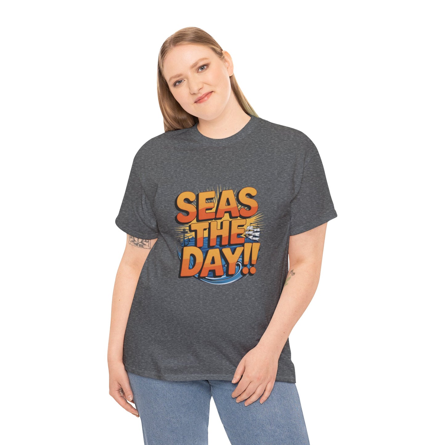 Seas The Day!! Tee • Ocean Pun Graphic Shirt • Comfort Colors Unisex Beachy Vibes • Nautical Aesthetic • Gift for Sea Lovers & Summer Vacays