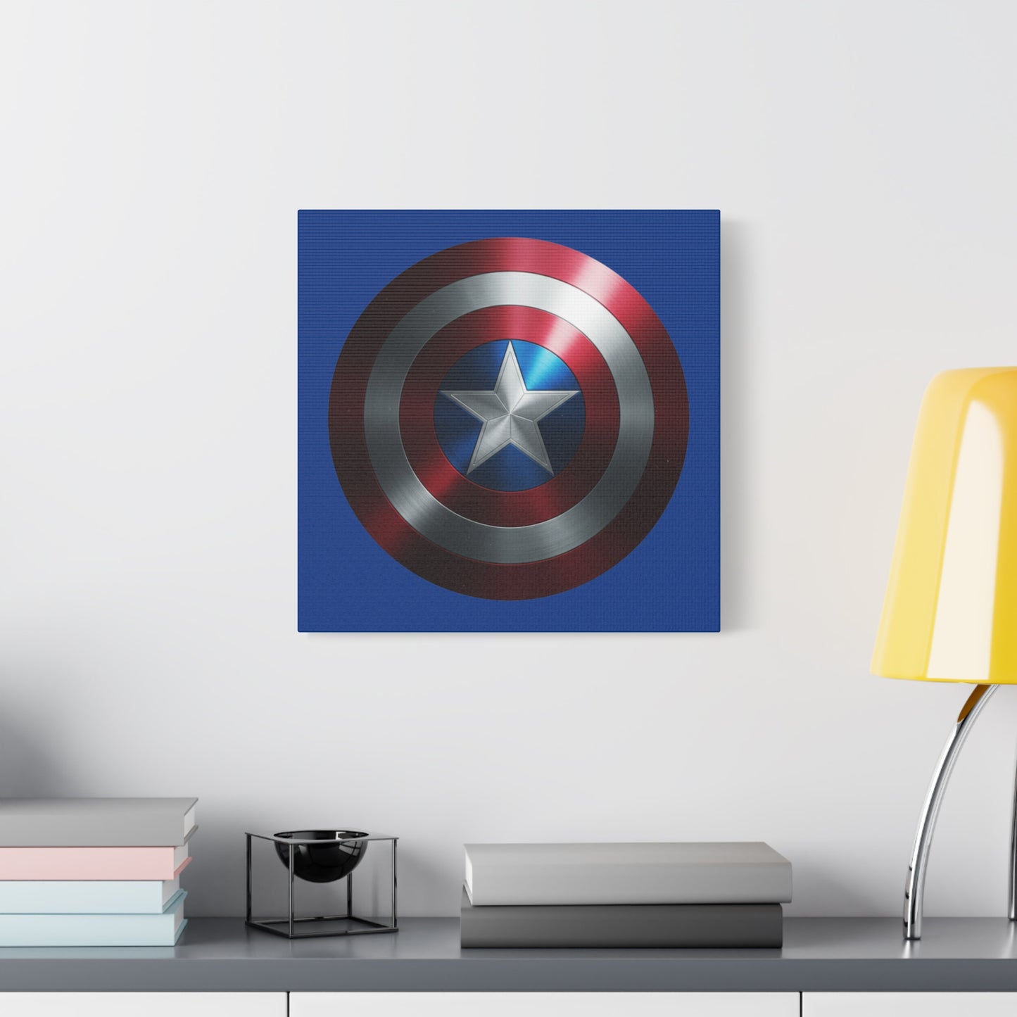 Superhero Shield Canvas Art - Stretched Matte Decor for Fans