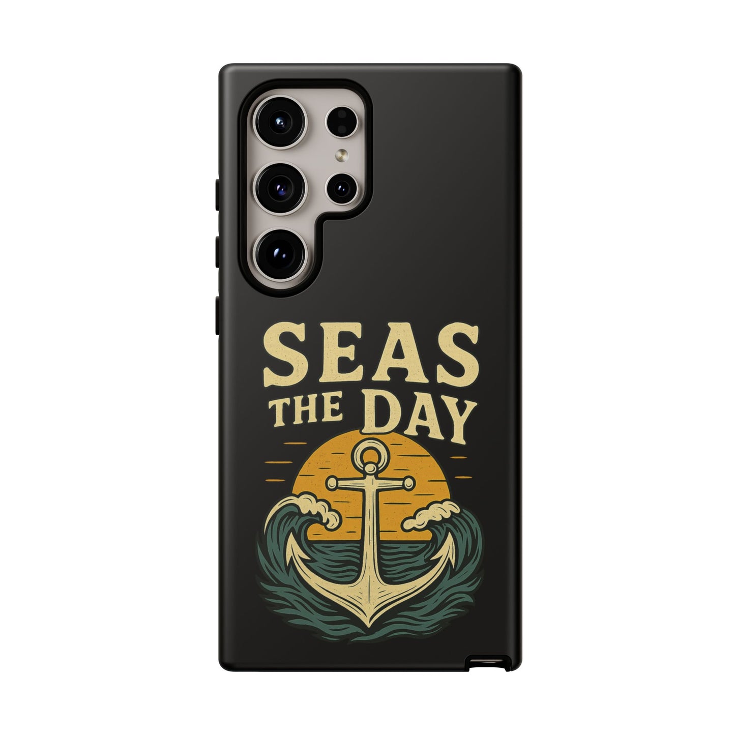 Seas the Day Samsung Case – Nautical Phone Case – Anchor Pun Gift – Ocean Lover Accessory – Motivational Phone Cover – Beach Vibes Case