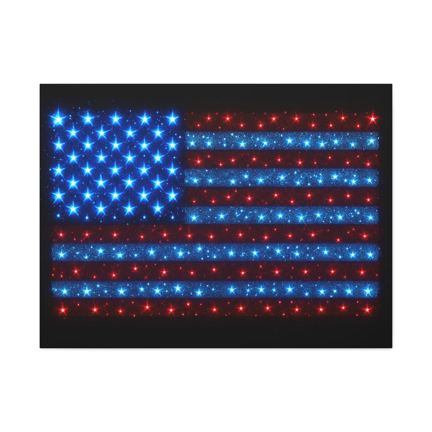 Bioluminescent-Style Starry American Flag Canvas - Patriotic Wall Art - Modern 4th of July Decor - Starry Particles USA Home Decor