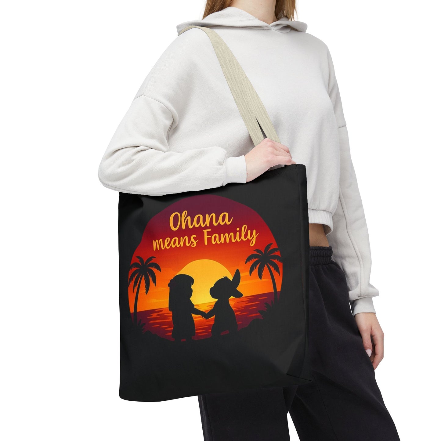 Ohana Means Family Tote Bag – Lilo and Stitch Inspired Bag, Hawaiian Quote, Disney Aesthetic Gift, Reusable Grocery or Beach Bag