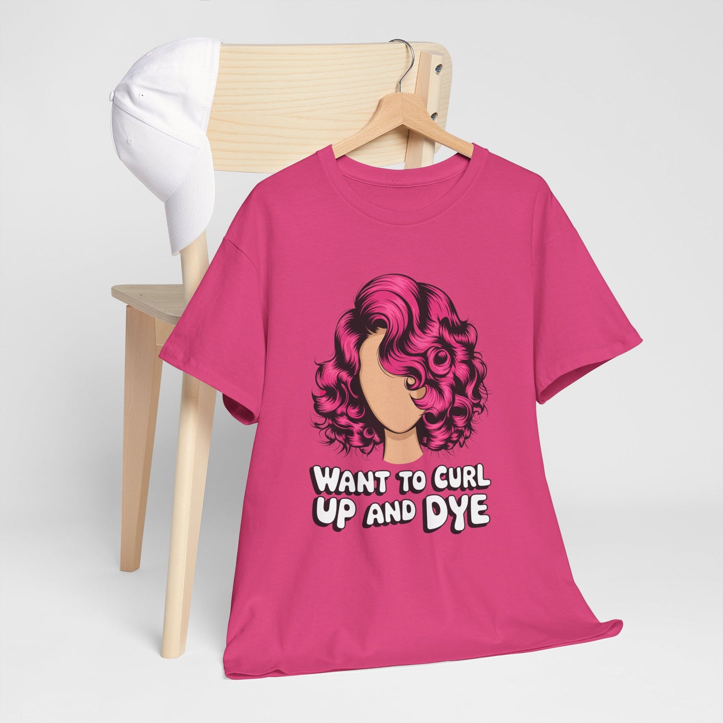 Curly Hair Tee: Want To Curl Up And Dye – Funny Hair Colorist Tee, Salon & Curl Lovers Gift, Trendy Graphic Shirt for Hairstylists