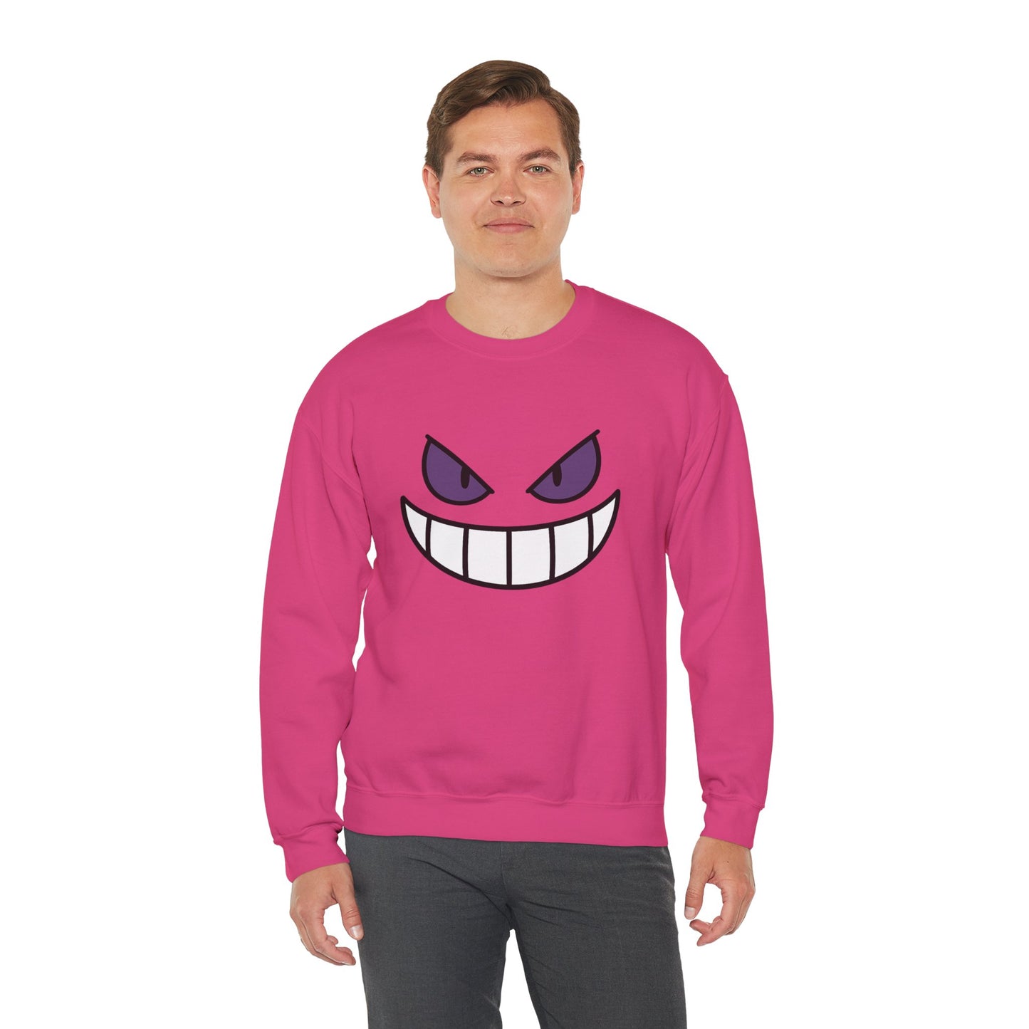 Sinister Grin Sweatshirt, Creepy Smile Crewneck, Dark Cartoon Face Sweatshirt, Halloween Gothic Sweatshirt, Spooky Grin Pullover