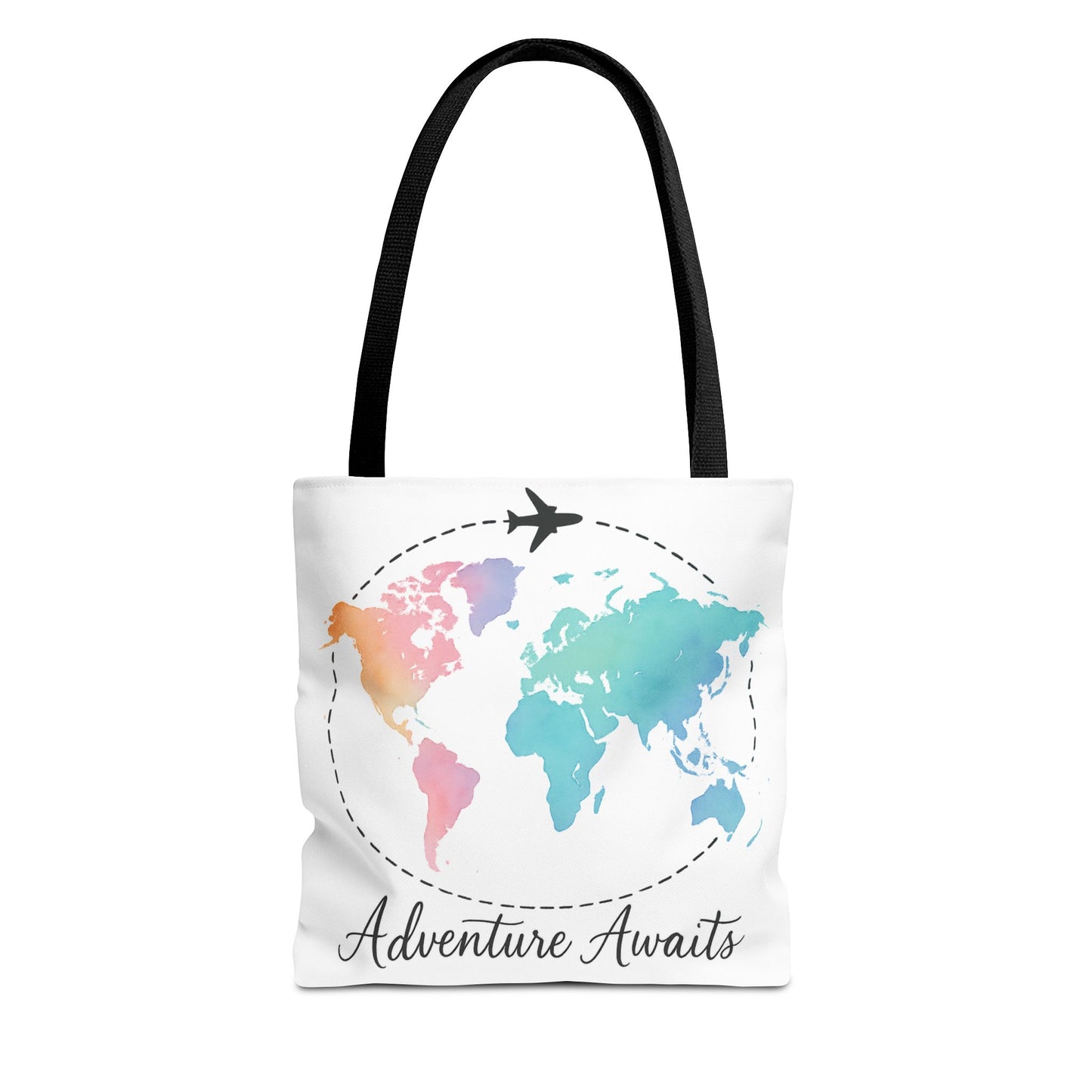 Adventure Awaits Watercolor World Map Tote Bag | Travel Canvas Tote | Wanderlust Gift, Beach, Camping, Airport Carryall, Eco-Friendly