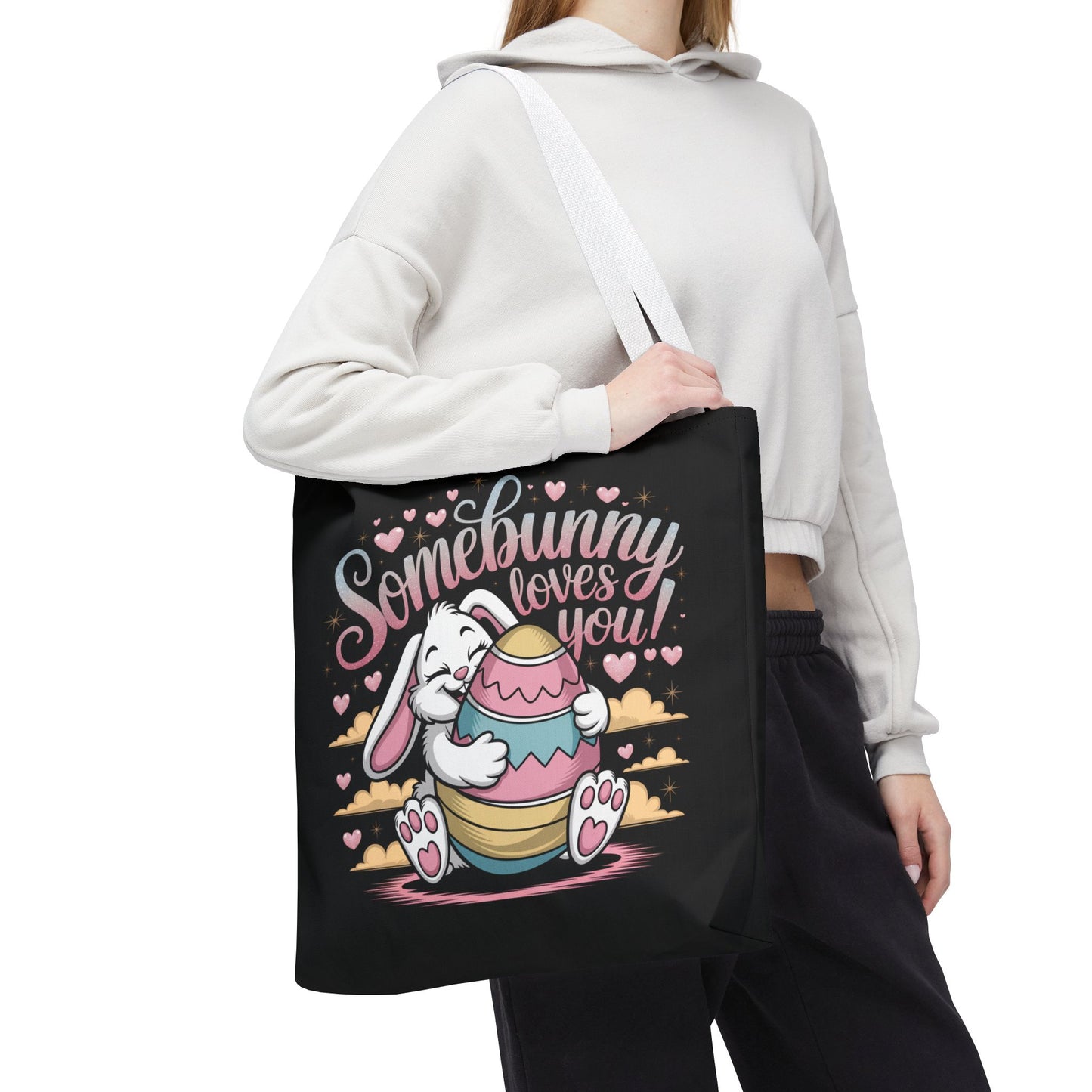 Easter Bunny Tote Bag Somebunny Loves You Easter Bag Bunny
