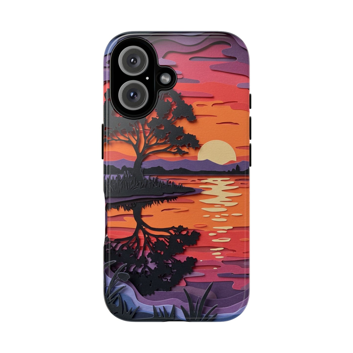 iPhone Case - Colorful Paper Art Sunset Design