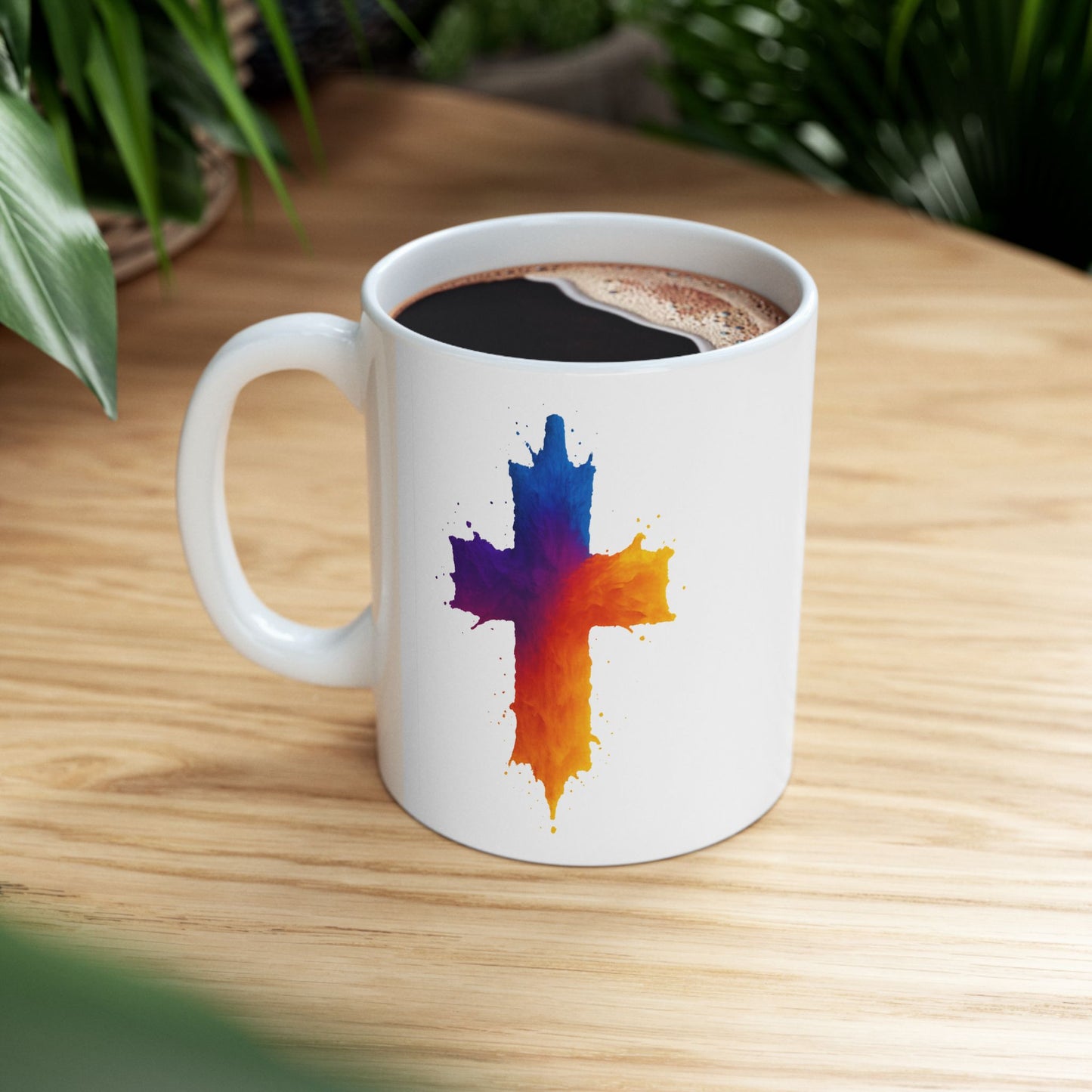 Christian Coffee Mug Watercolor Cross Mug Faith-Based Gift for Him or Her Inspirational Religious Drinkware Scripture Mug