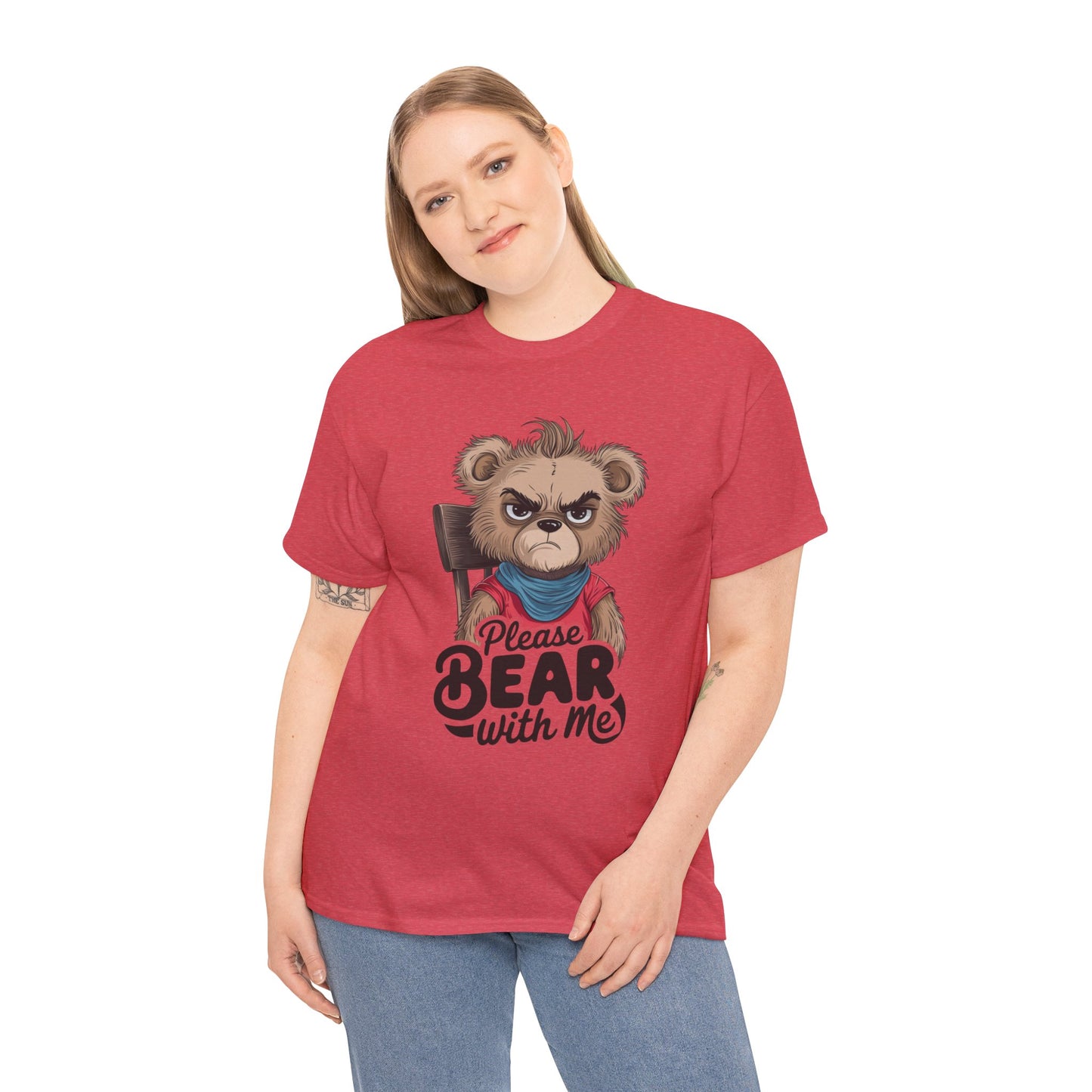 Grumpy Bear Graphic Tee – Please Bear With Me Shirt – Funny Animal T‑shirt – Sarcastic Humor Gift – Cute Bear Meme Art Tee