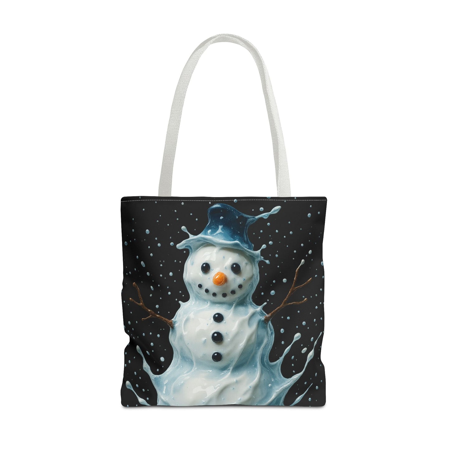 Winter Snowman Tote Bag, Festive Christmas Gift Bag, Holiday Shopping Tote, Snowy Season Accessory, Reusable Winter Art Bag For Everyday Use