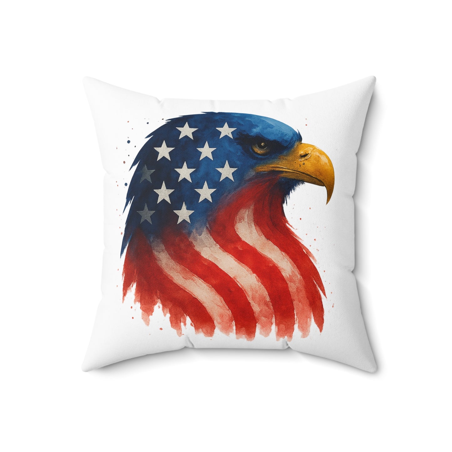 Patriotic Eagle Pillow - 100% Spun Polyester, Double-Sided, Cover and Insert, Hidden Zipper, Red White Blue, Fourth of July and Year-Round Decor