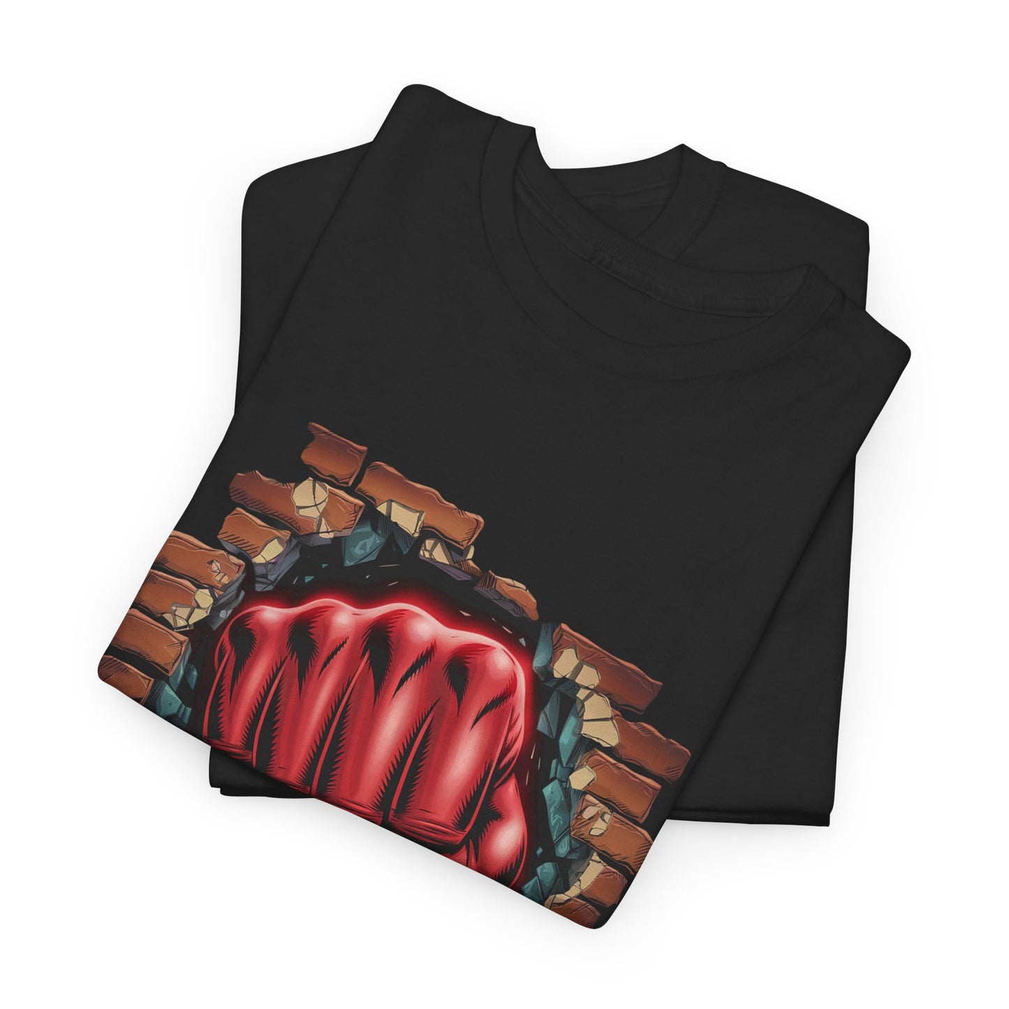 Impact Fist Graphic T-Shirt – Punch Through Brick Wall Design | Bold Streetwear Tee for Fighters, Gym & Edge-Lovers